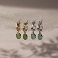 Jade Gemstone Drop Hoops