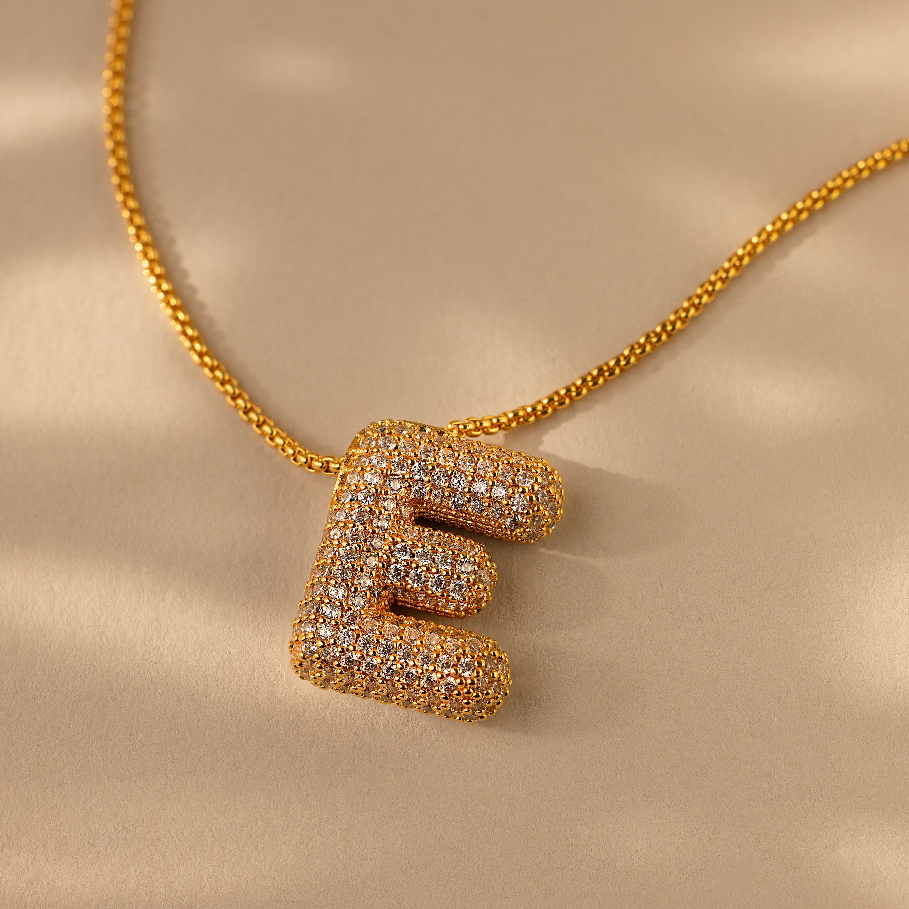 Pave Puff Letter Necklace