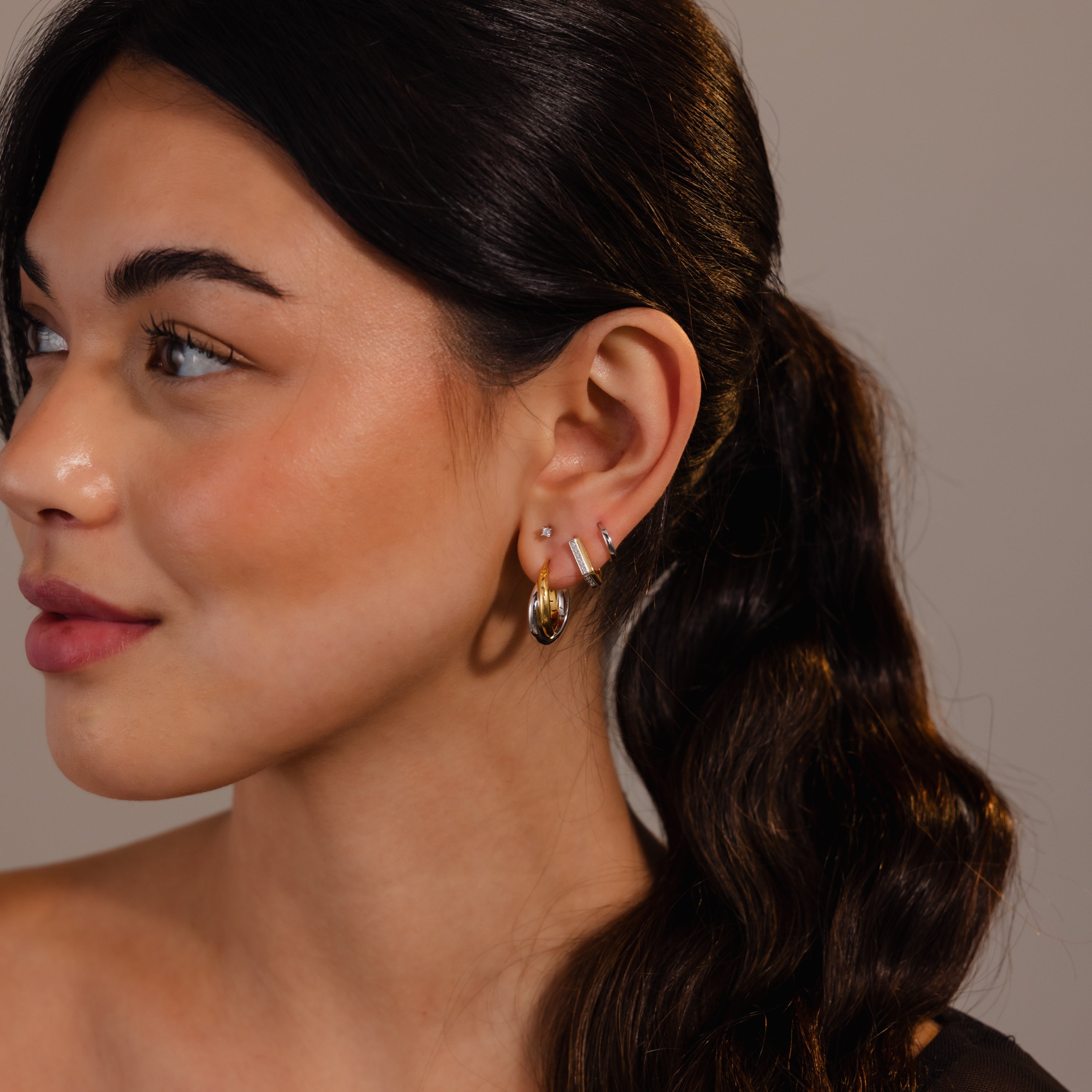 Twisted Mixed Metal Hoops