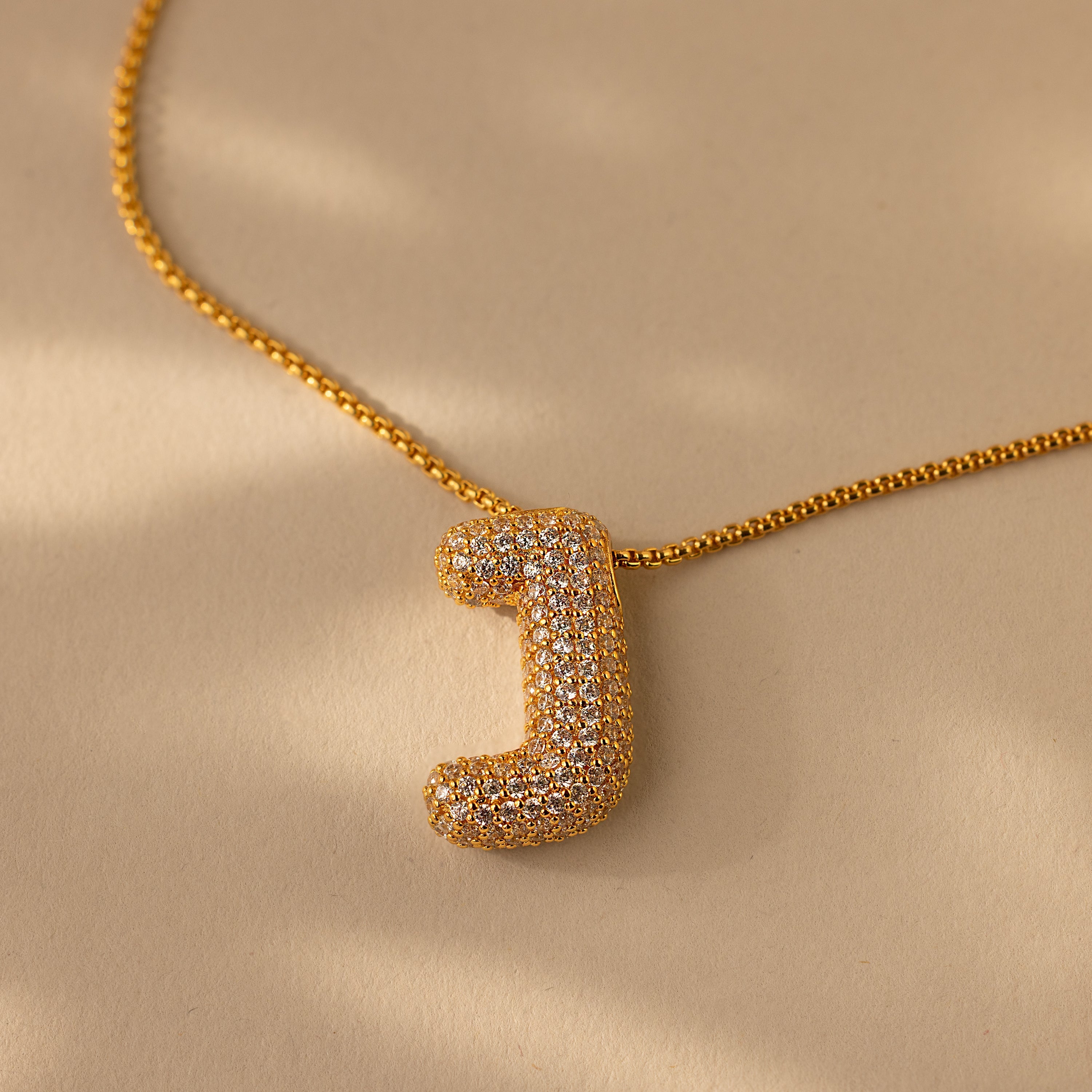 Pave Puff Letter Necklace