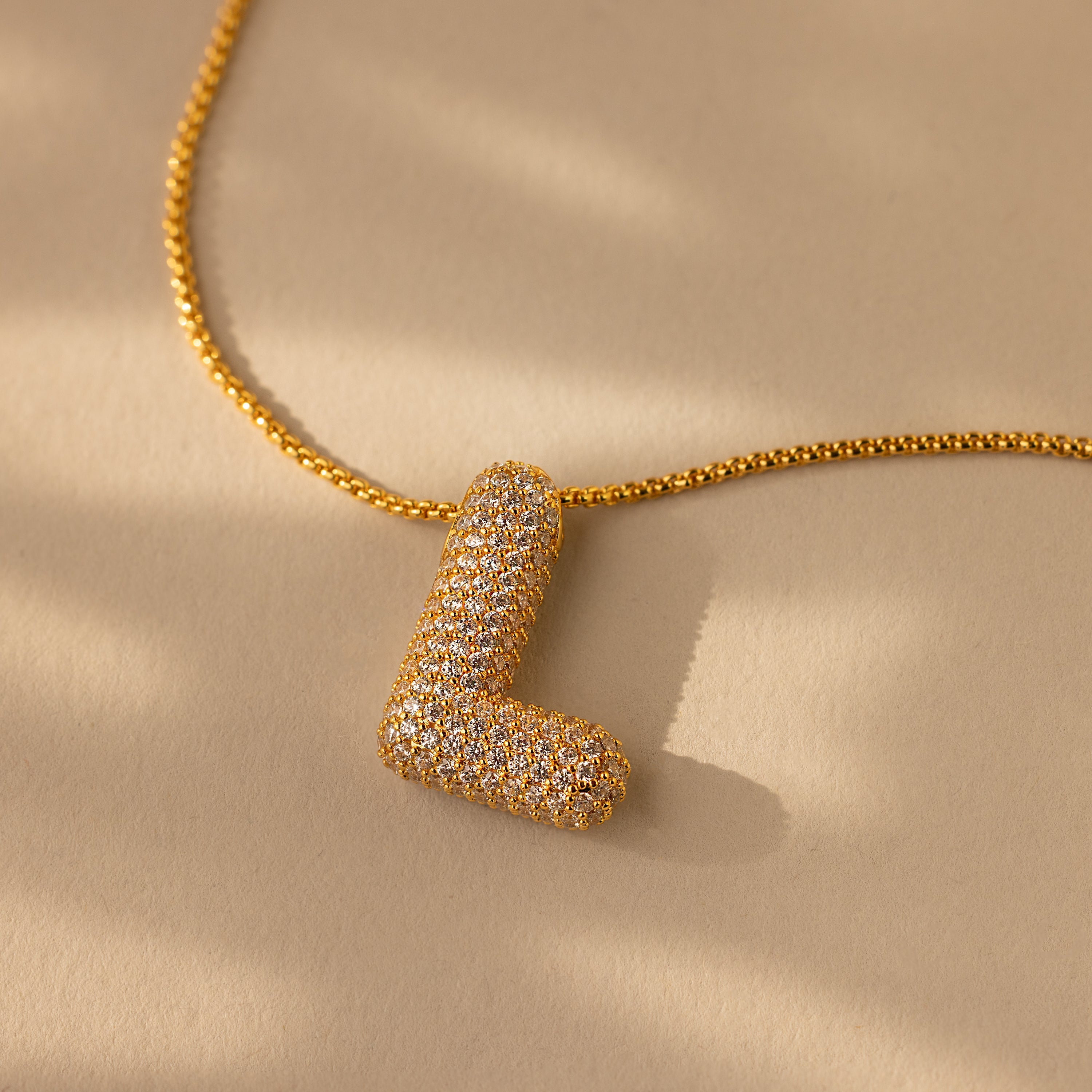 Pave Puff Letter Necklace