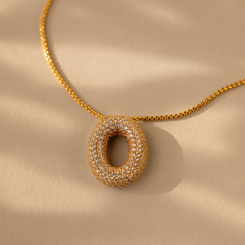 Pave Puff Letter Necklace