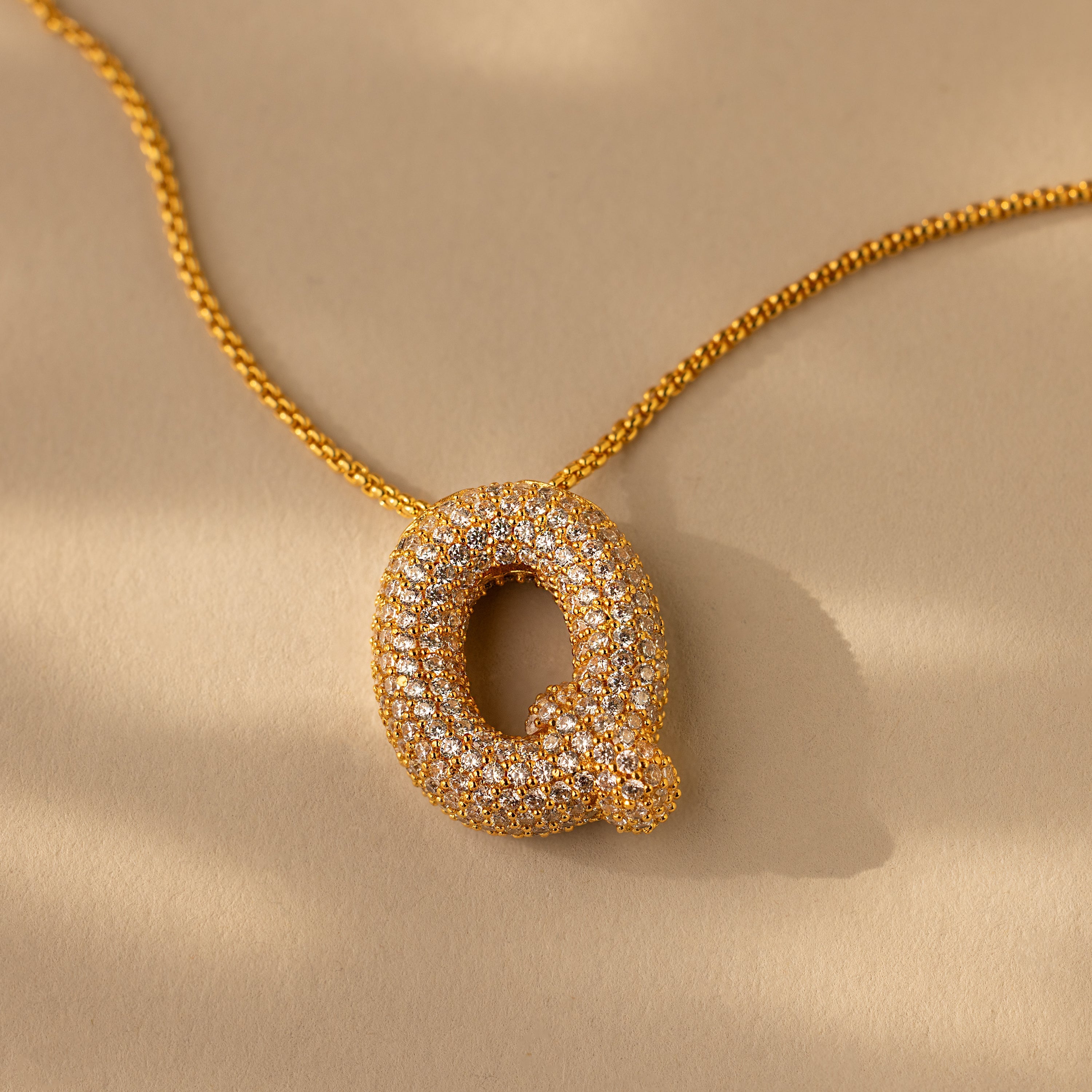 Pave Puff Letter Necklace