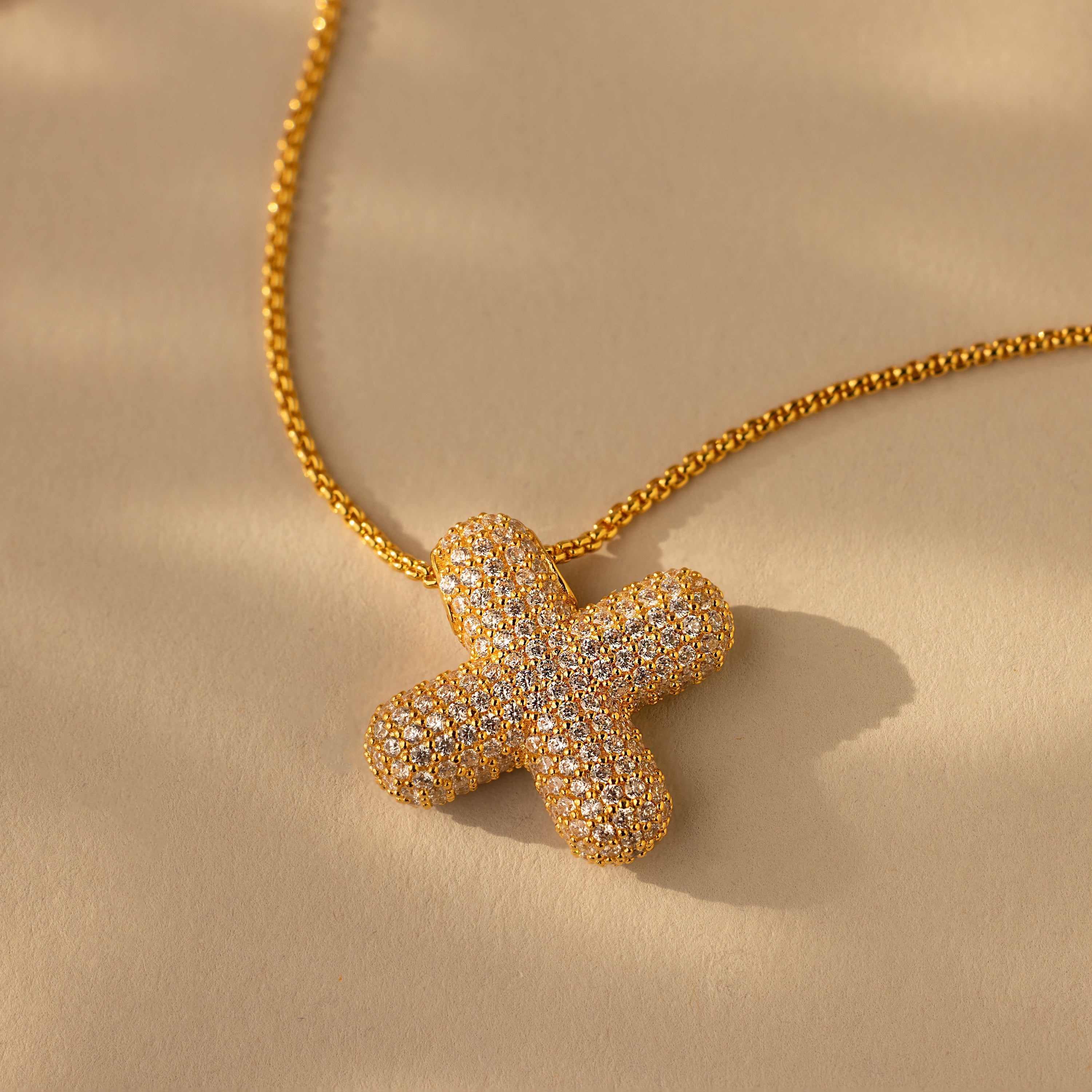 Pave Puff Letter Necklace