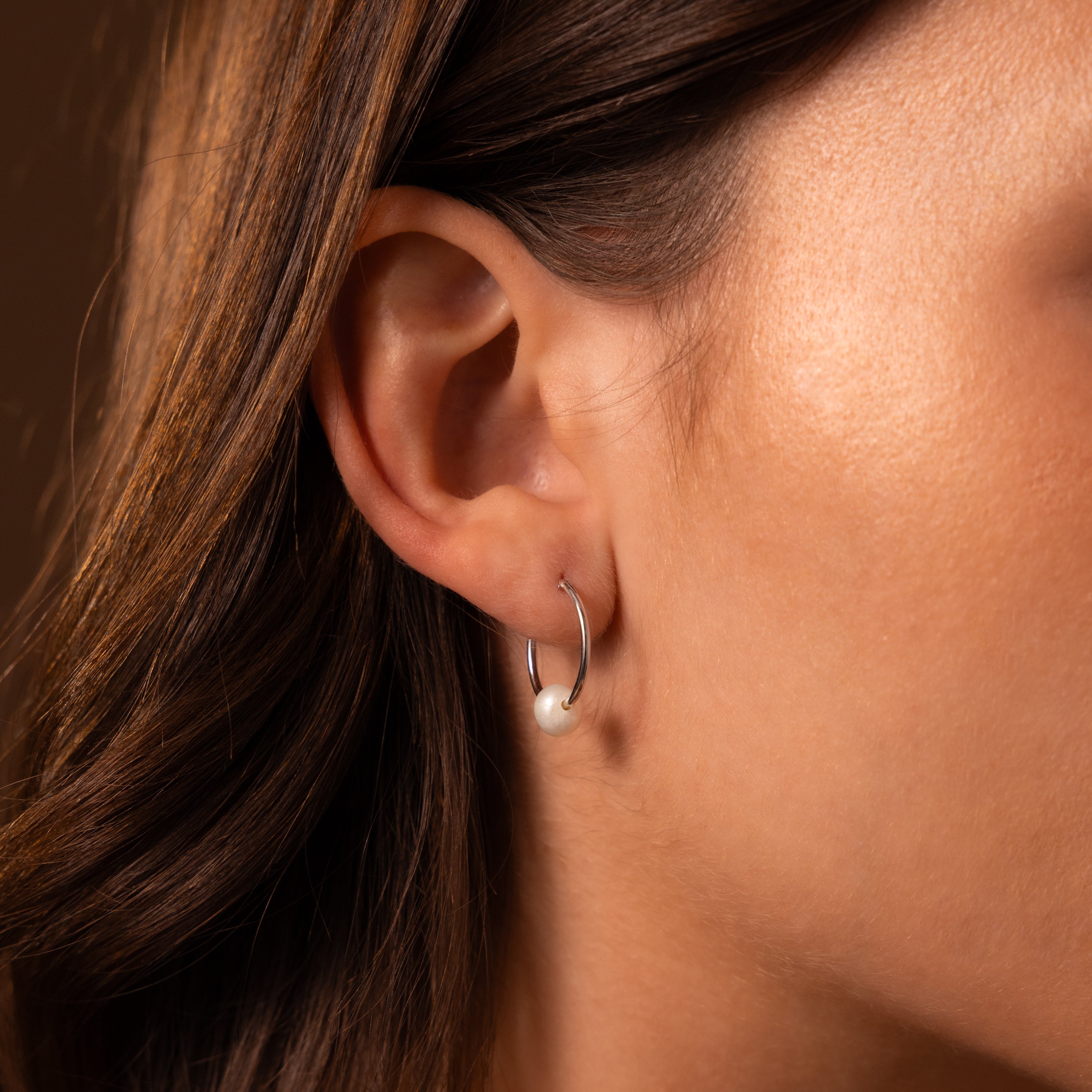 Round Pearl Hoops