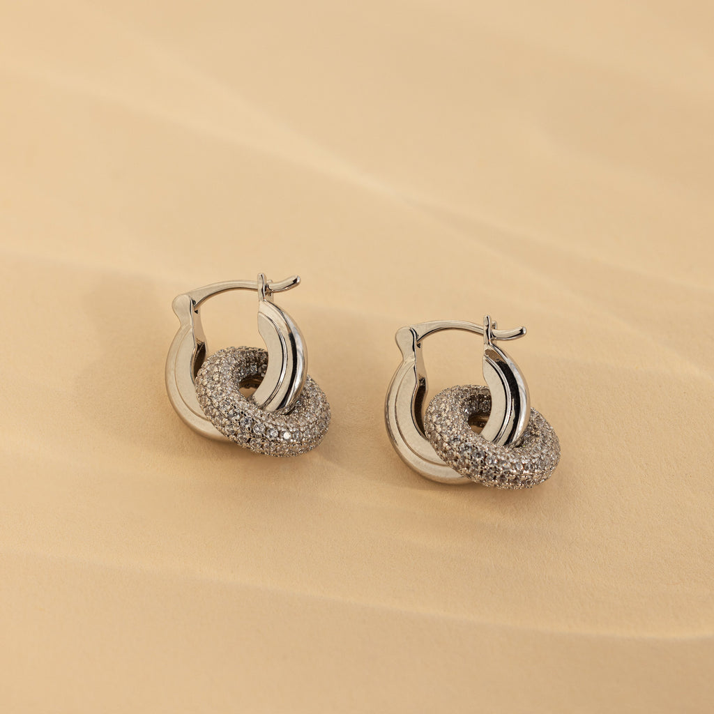 Duo Pave Link Hoops