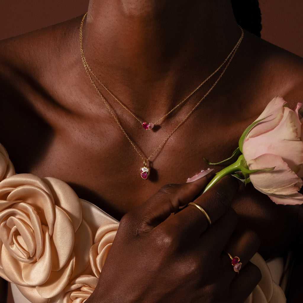 Toi et Moi Teardrop Heart Necklace