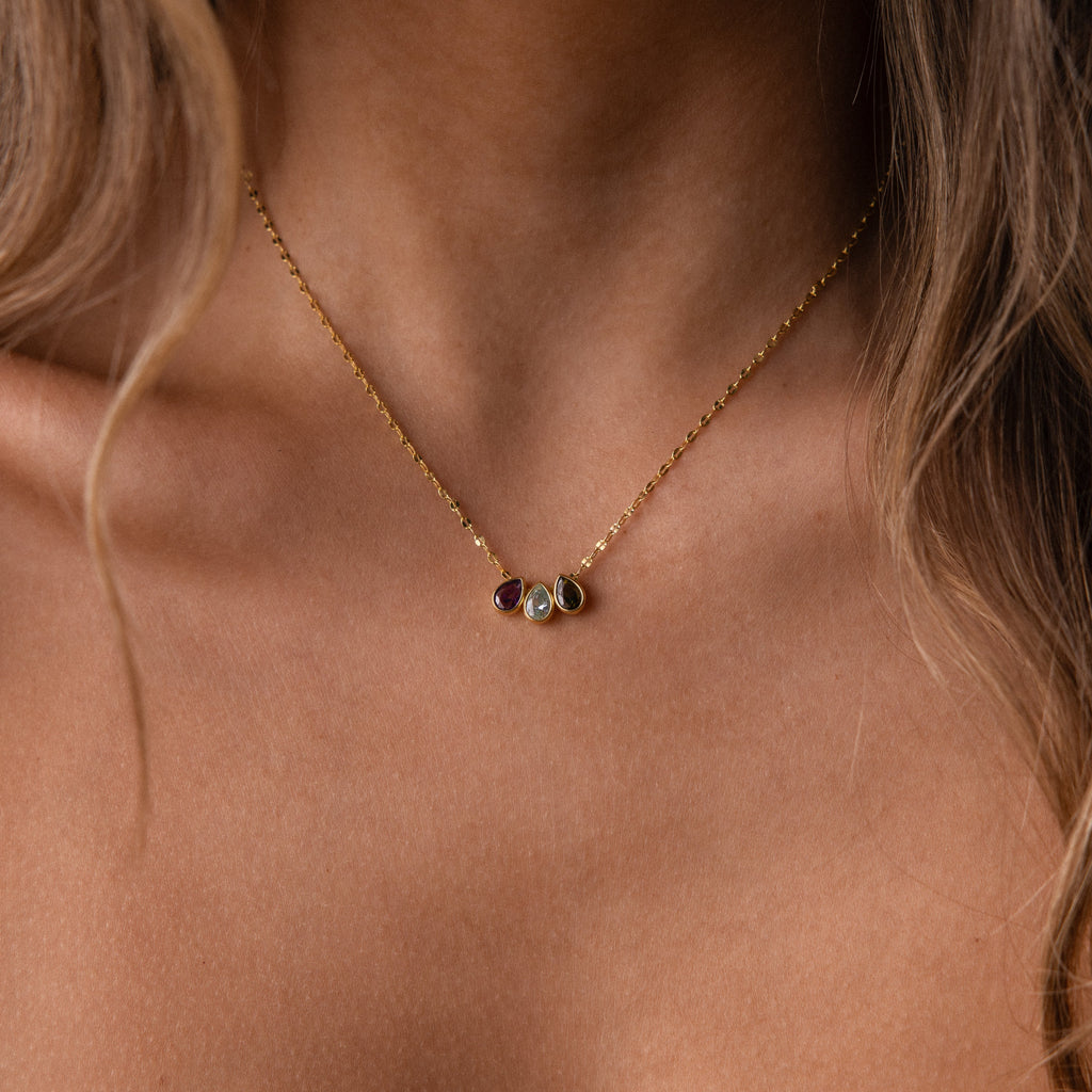 Multiple Teardrop Birthstone Necklace