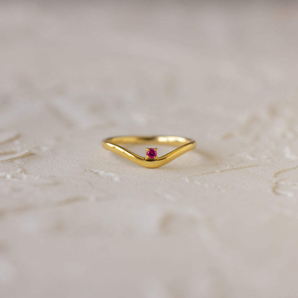 Birthstone Drop Curve Ring