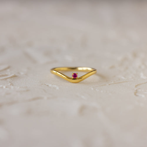 Birthstone Drop Curve Ring