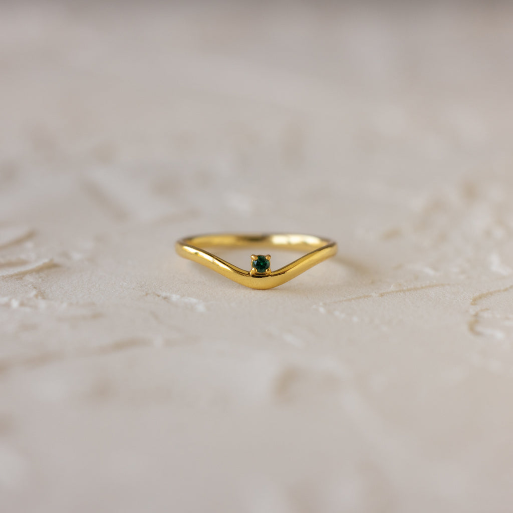Birthstone Drop Curve Ring