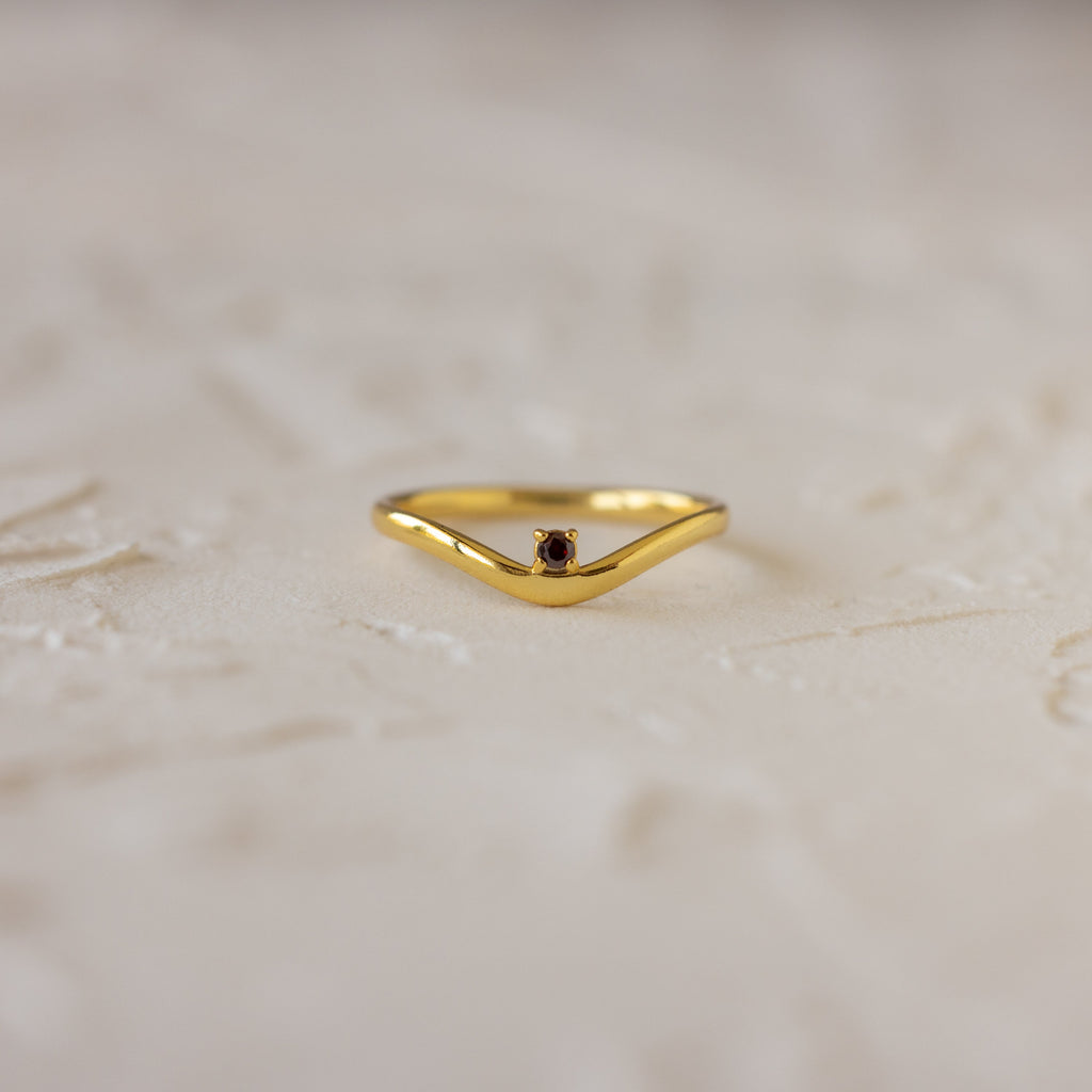 Birthstone Drop Curve Ring
