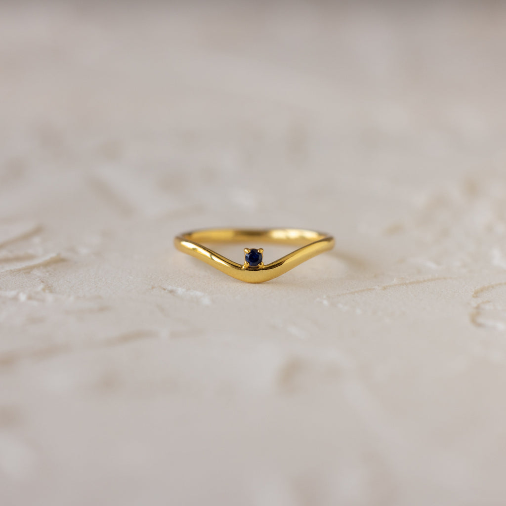 Birthstone Drop Curve Ring