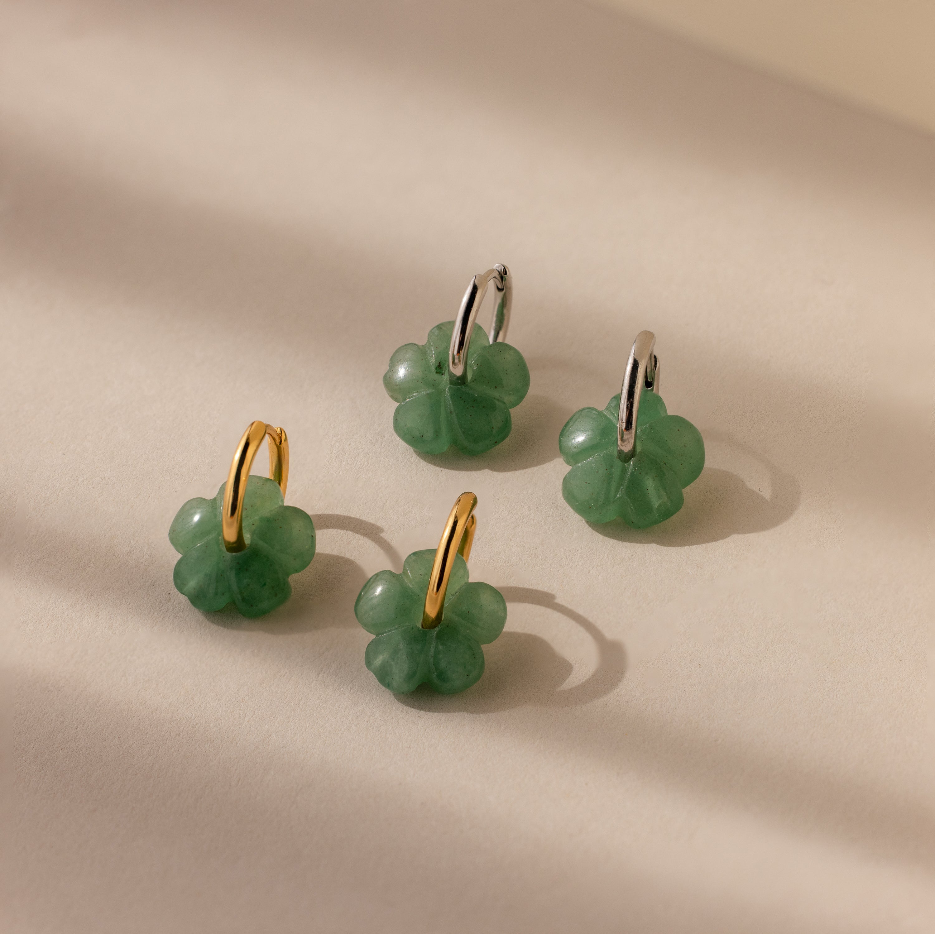 Jade Flower Hoops