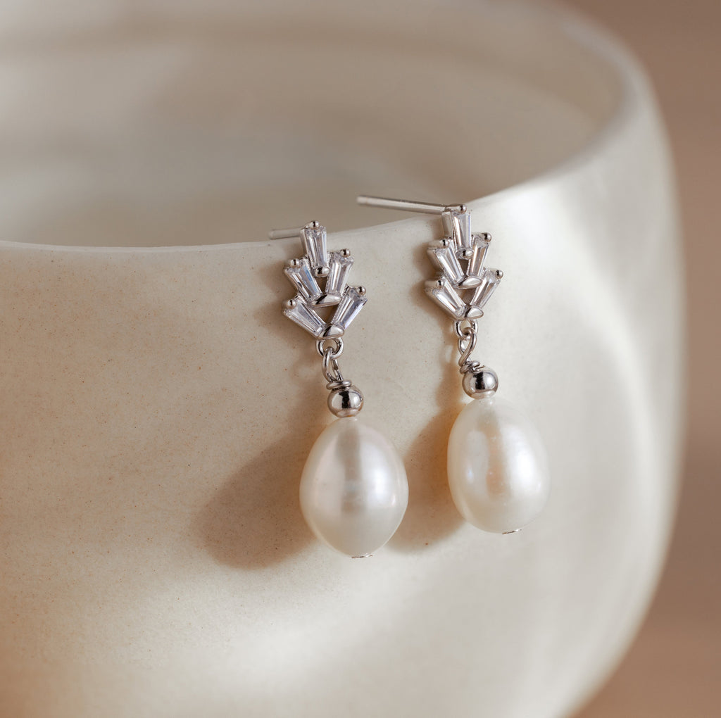 Pearl Diamond Drop Earrings