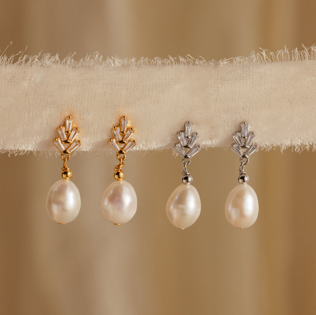 Pearl Diamond Drop Earrings