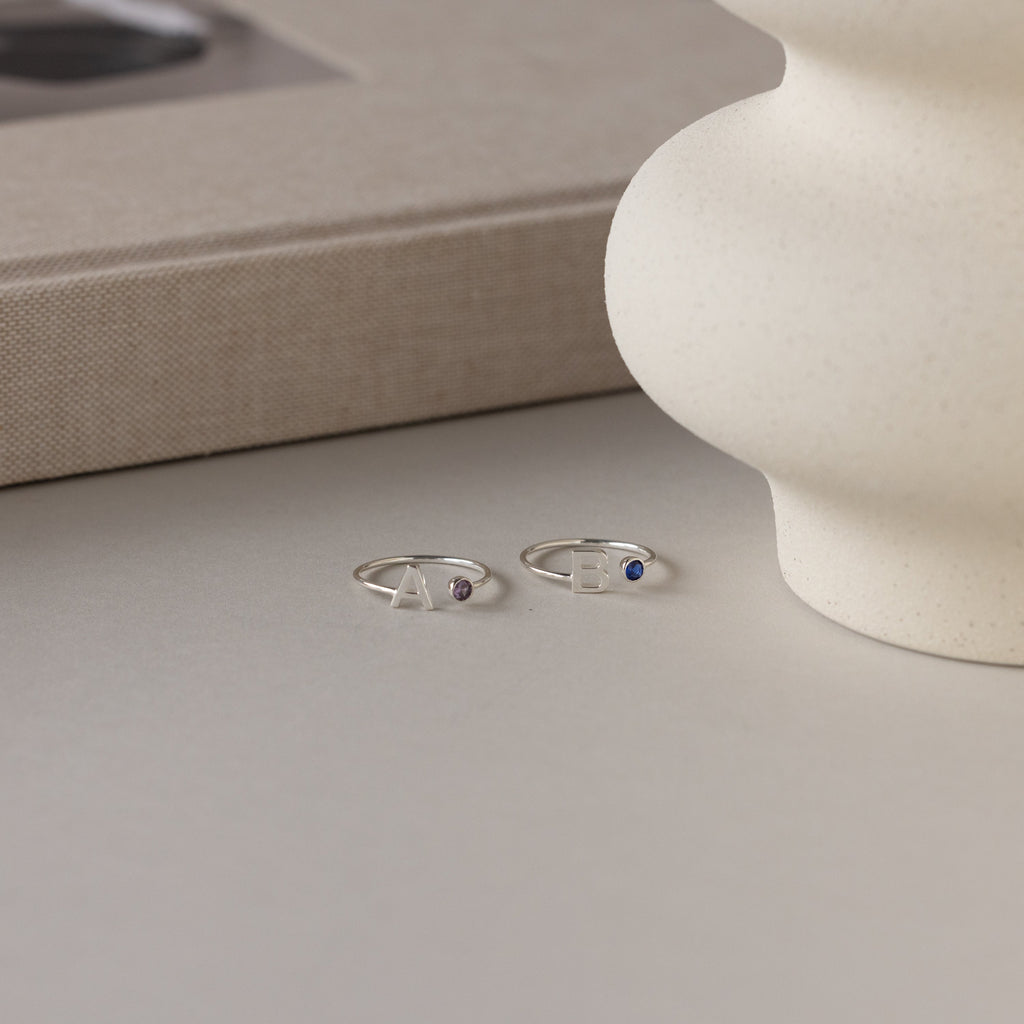 Alex Initial Birthstone Ring