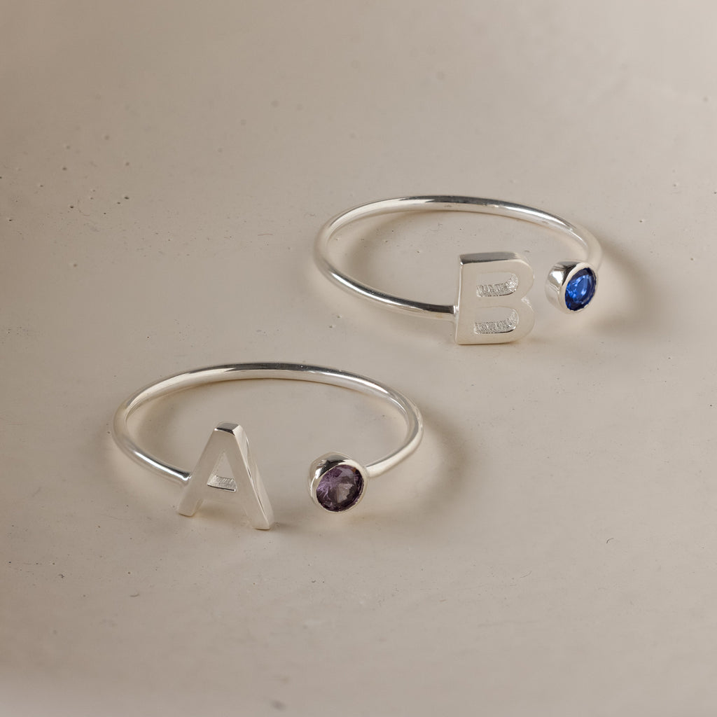 Alex Initial Birthstone Ring