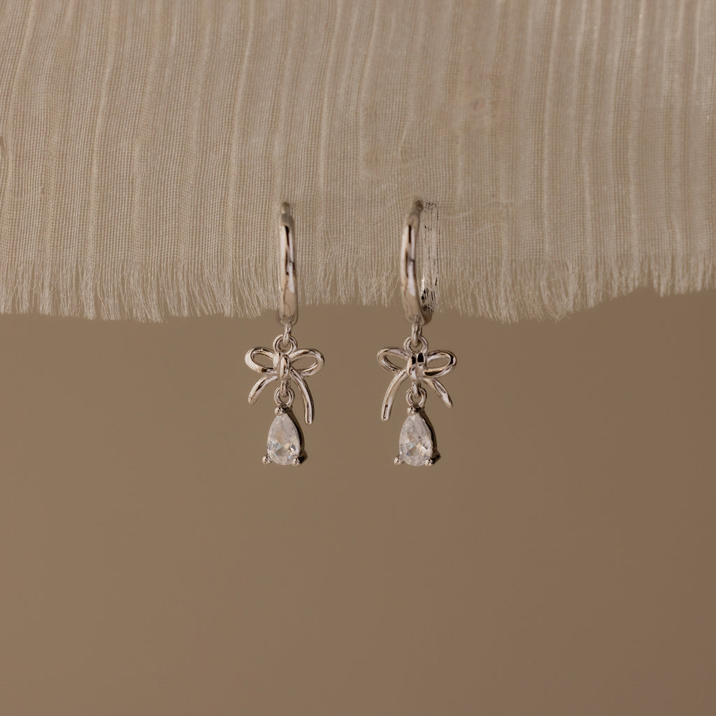Teardrop Ribbon Charm Hoops