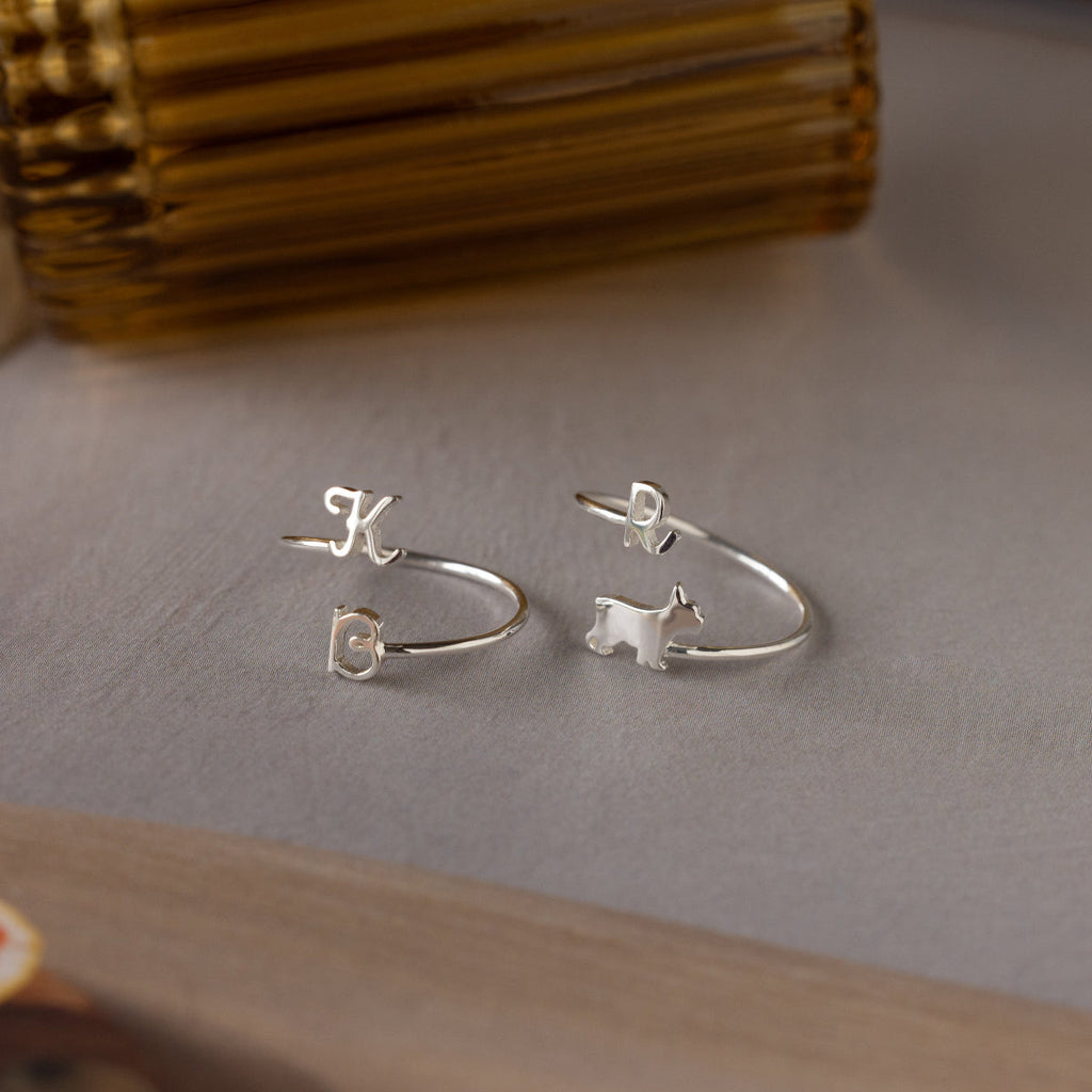 Duo Pet Initial Wrap Ring
