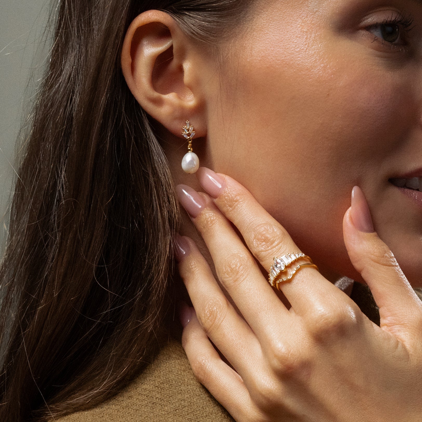 Pearl Diamond Drop Earrings