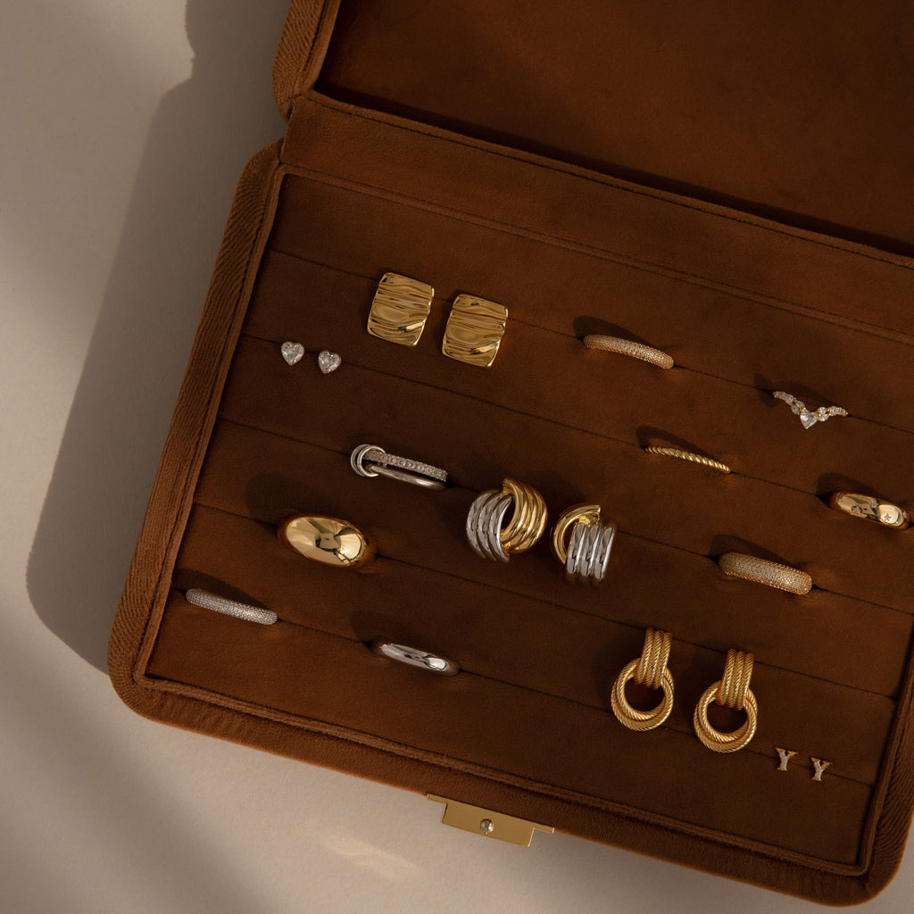 Brown Rectangle Velvet Jewelry Case