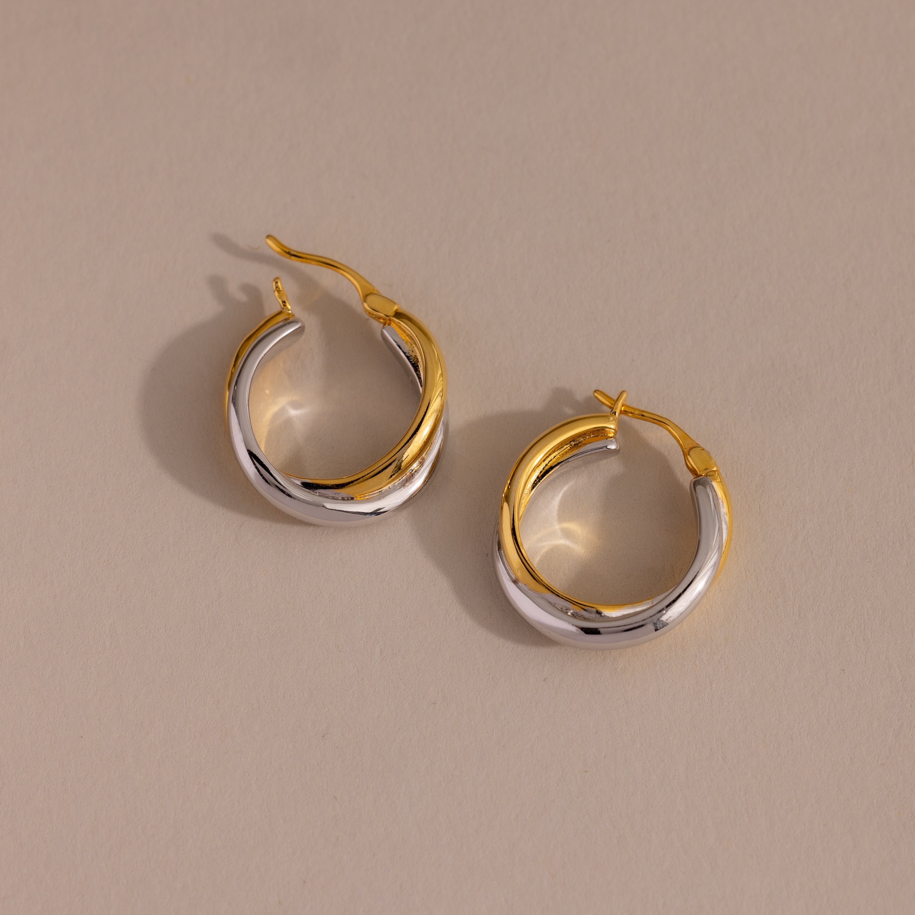 Twisted Mixed Metal Hoops