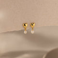 Heart Pearl Drop Earrings