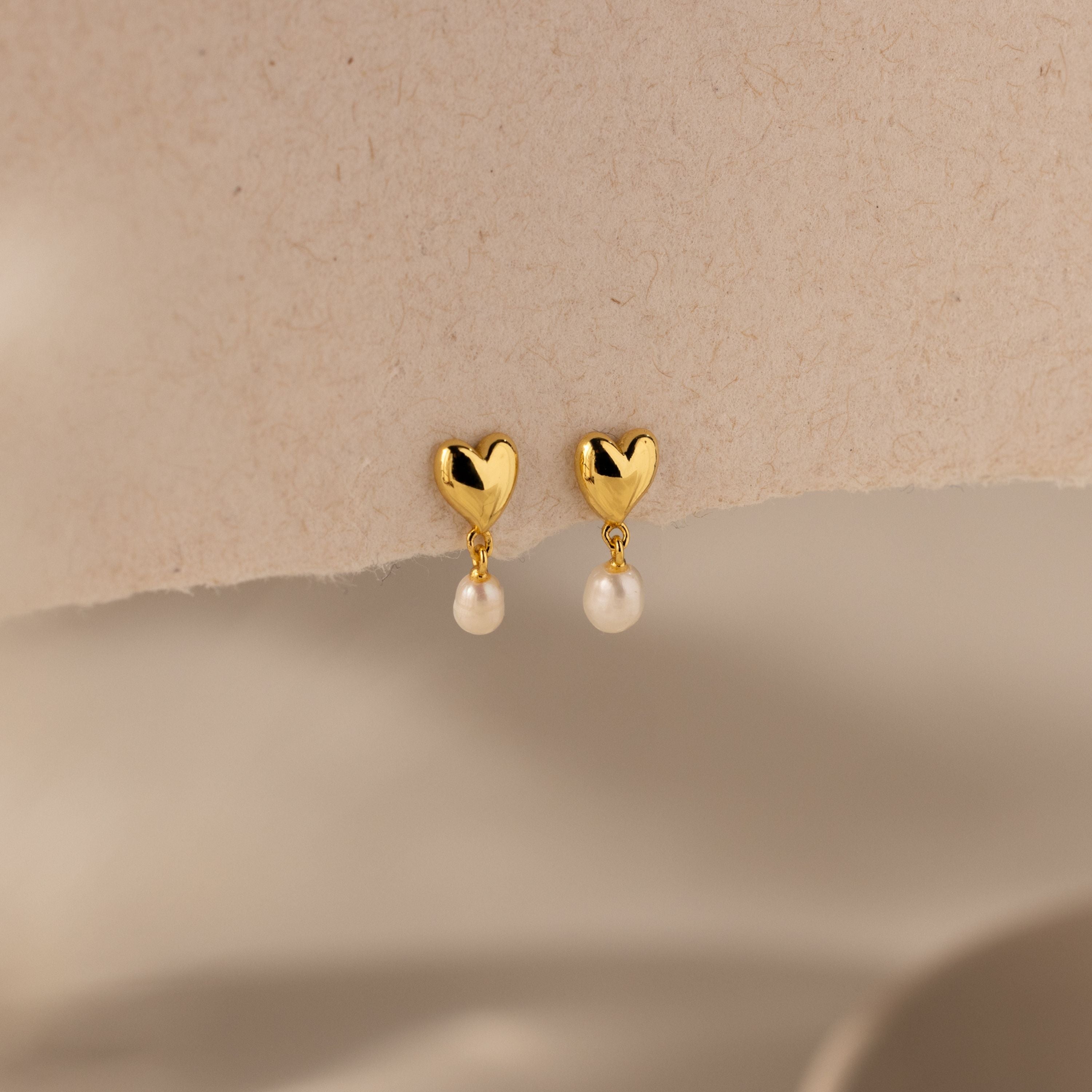 Heart Pearl Drop Earrings