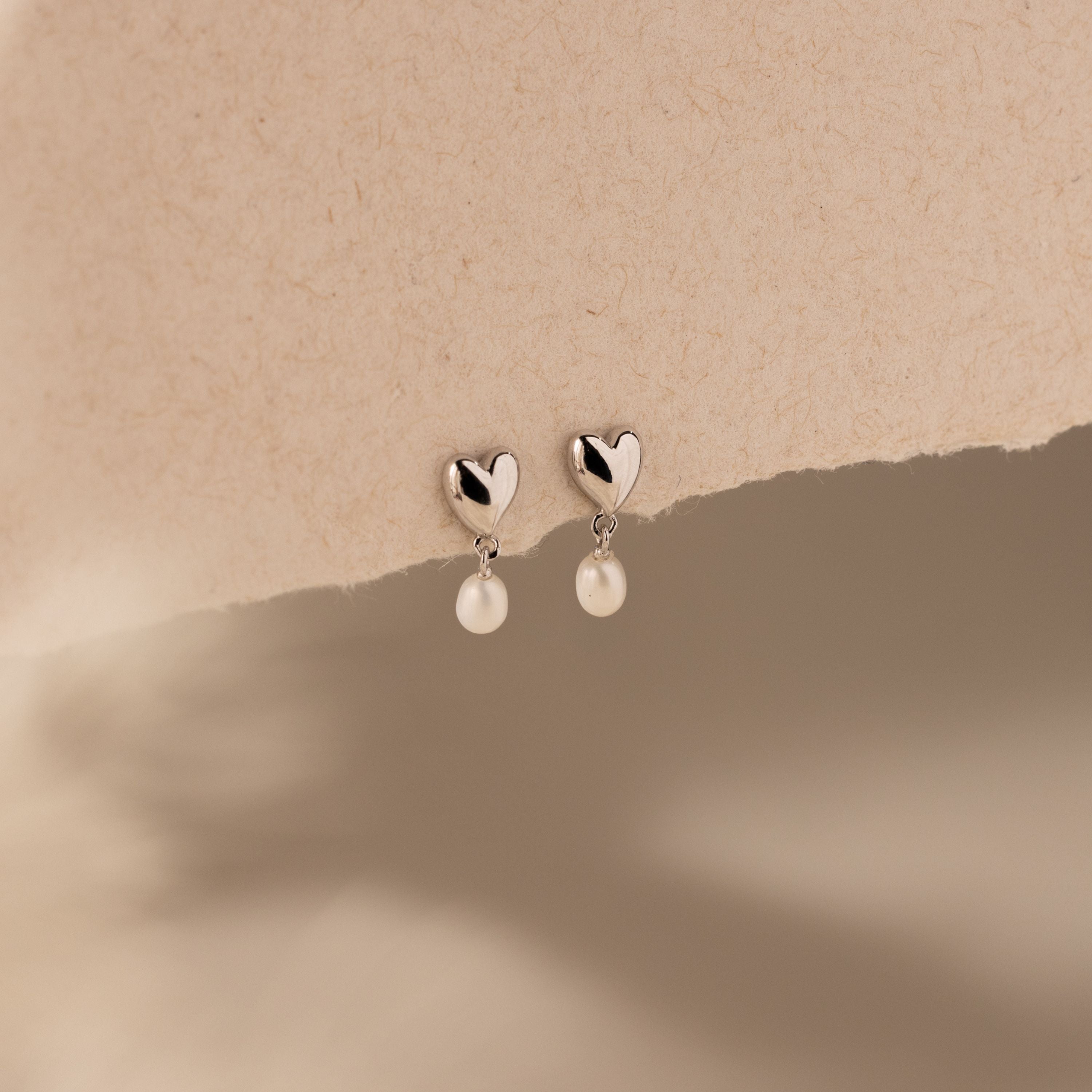 Heart Pearl Drop Earrings