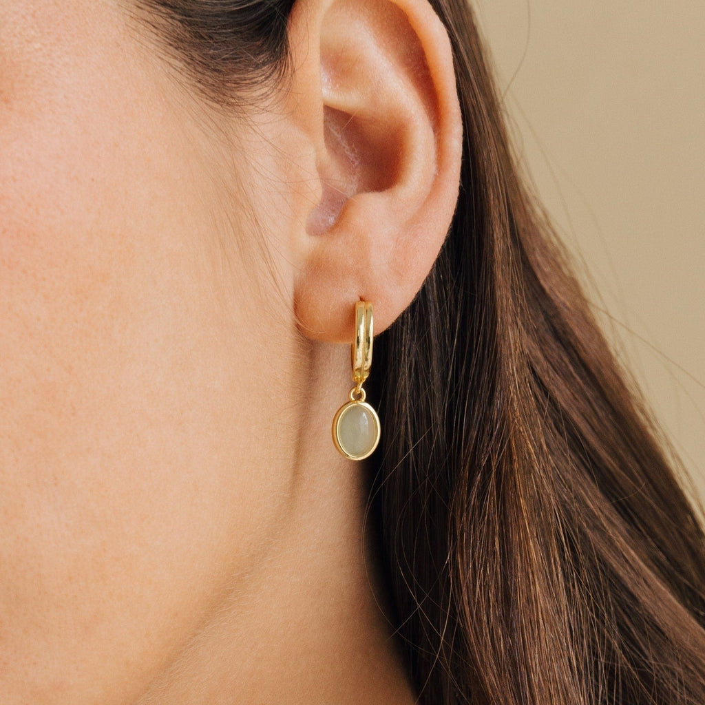 Jade Gemstone Drop Hoops