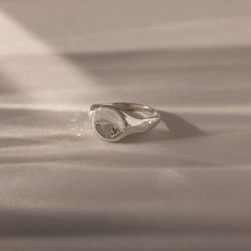 North Star Birthstone Signet Ring