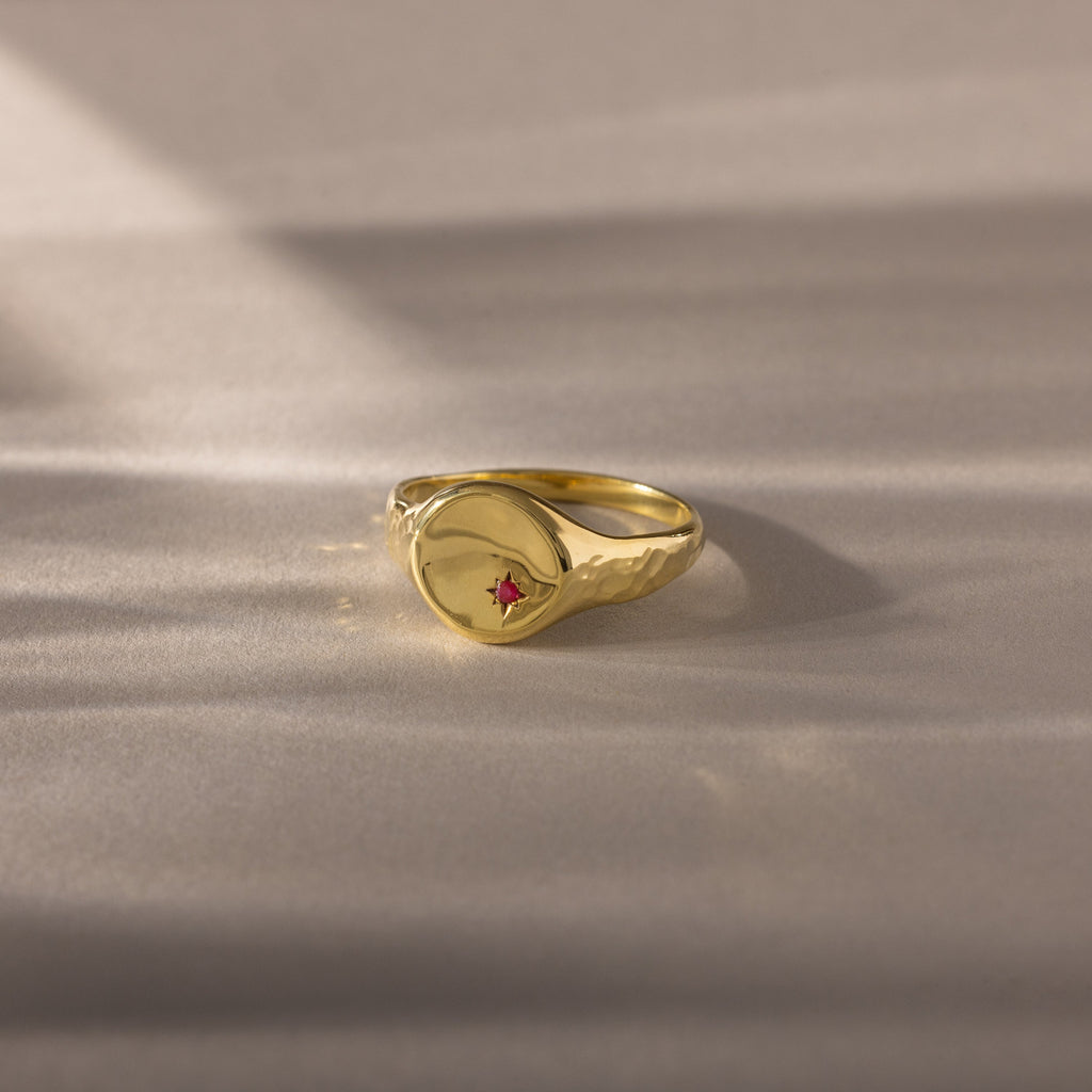 North Star Birthstone Signet Ring