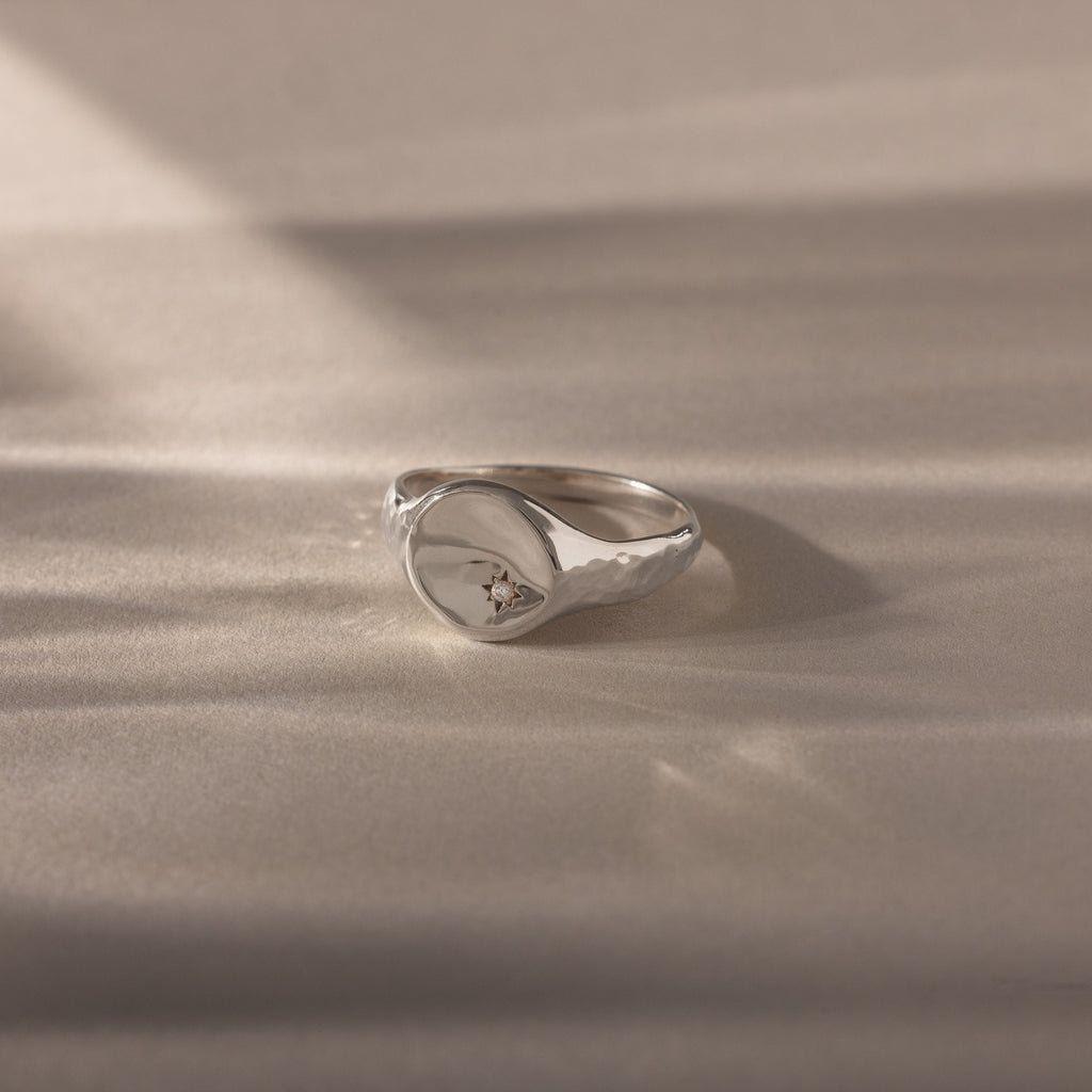 North Star Birthstone Signet Ring