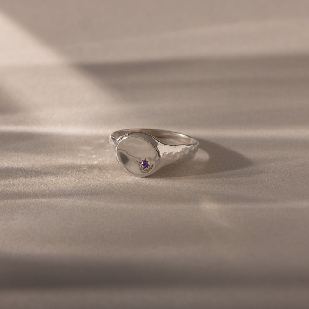 North Star Birthstone Signet Ring