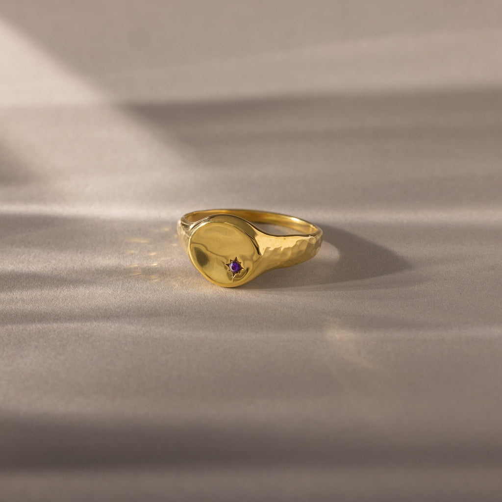 North Star Birthstone Signet Ring