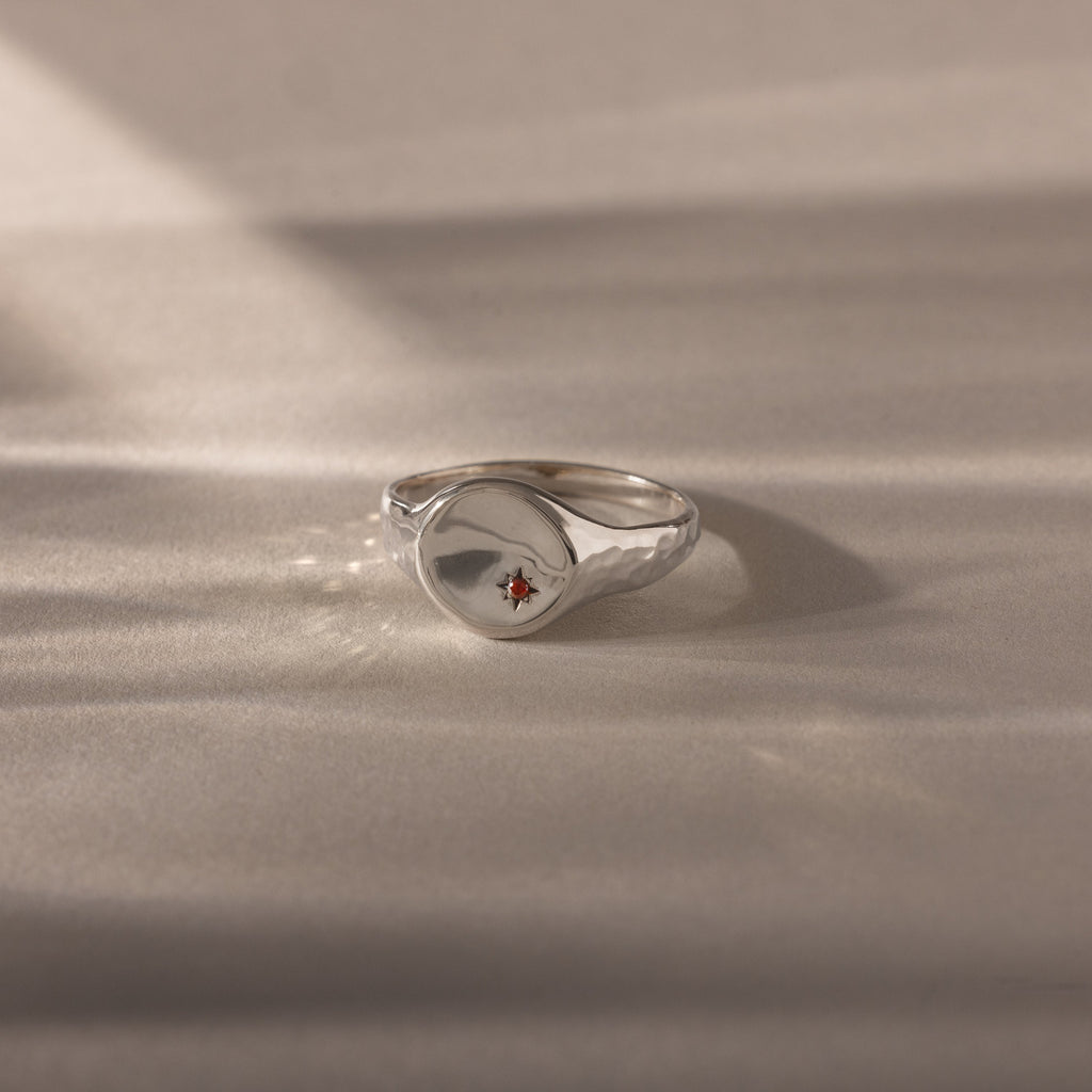 North Star Birthstone Signet Ring