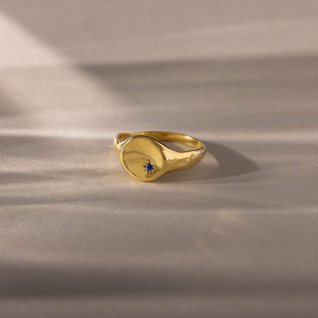 North Star Birthstone Signet Ring