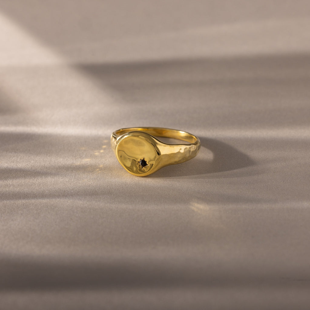 North Star Birthstone Signet Ring