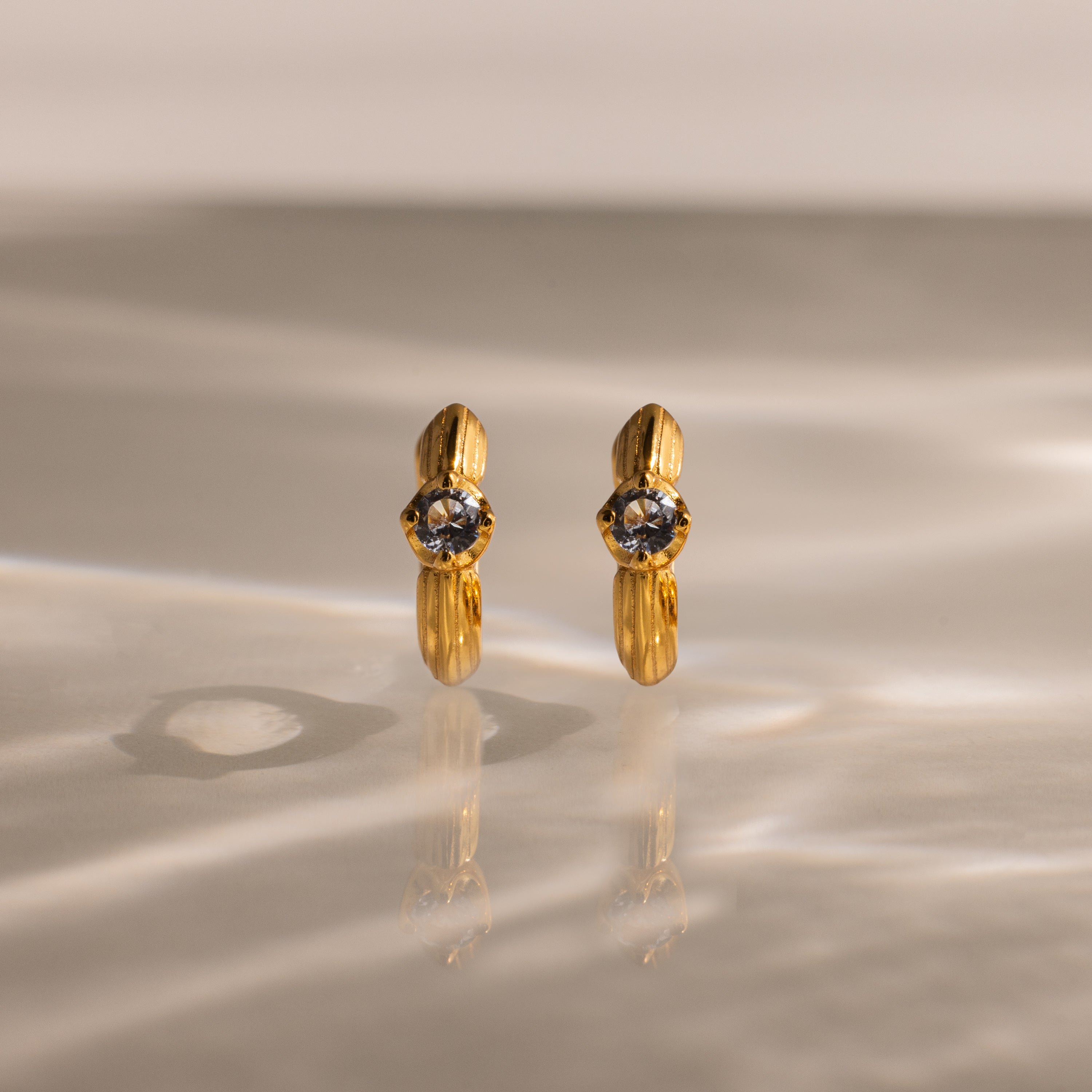Ribbed Birthstone Huggies