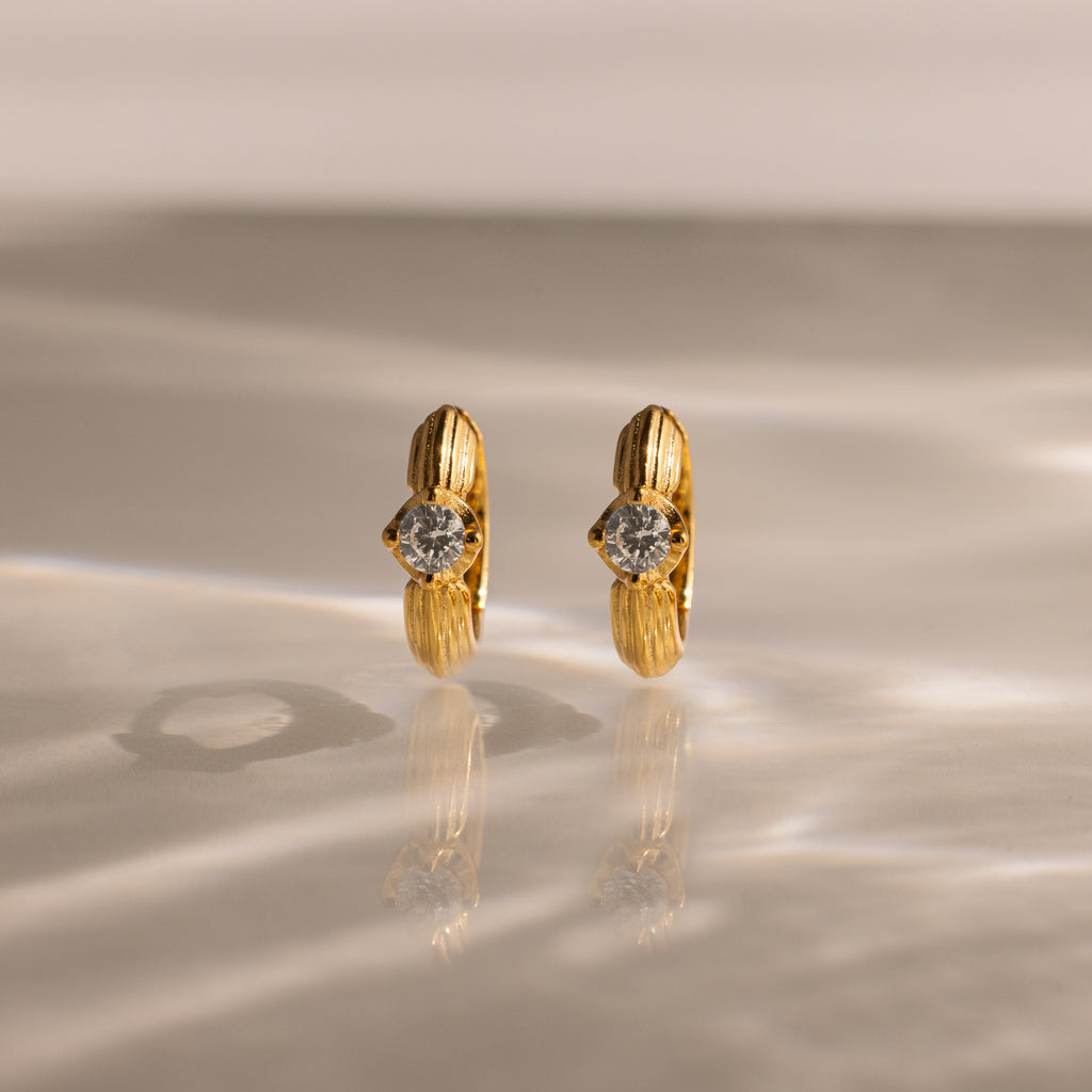 Ribbed Birthstone Huggies