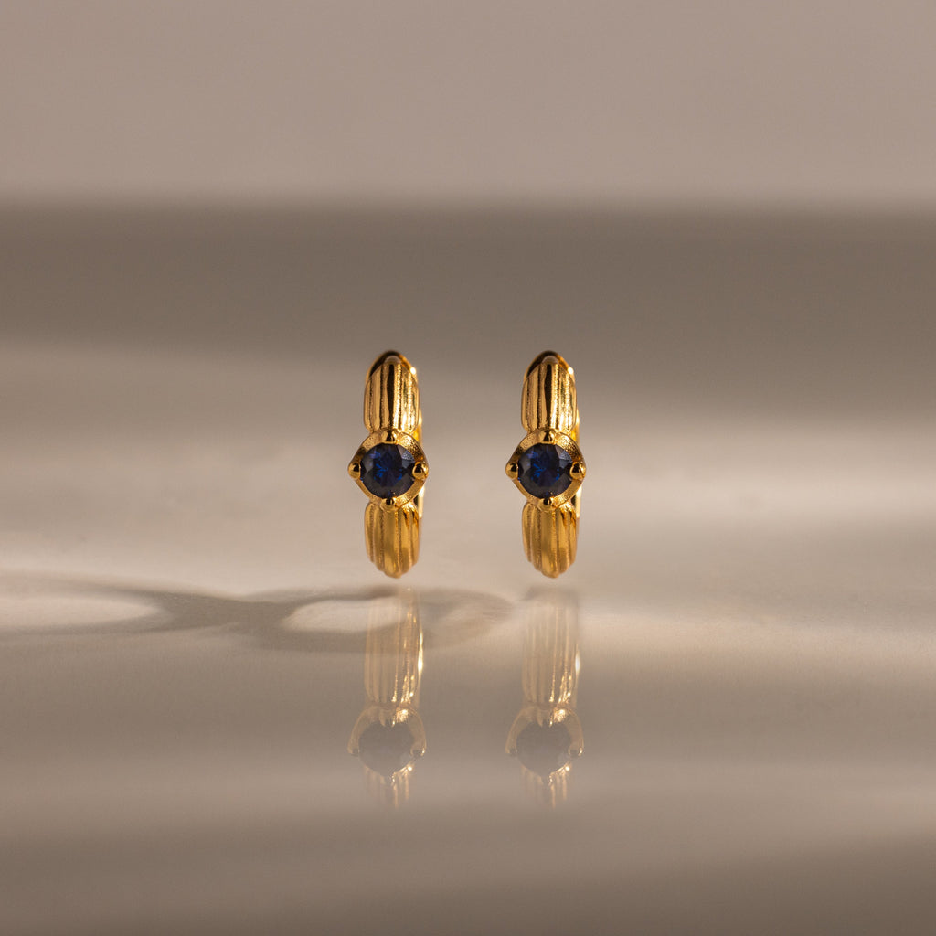 Ribbed Birthstone Huggies