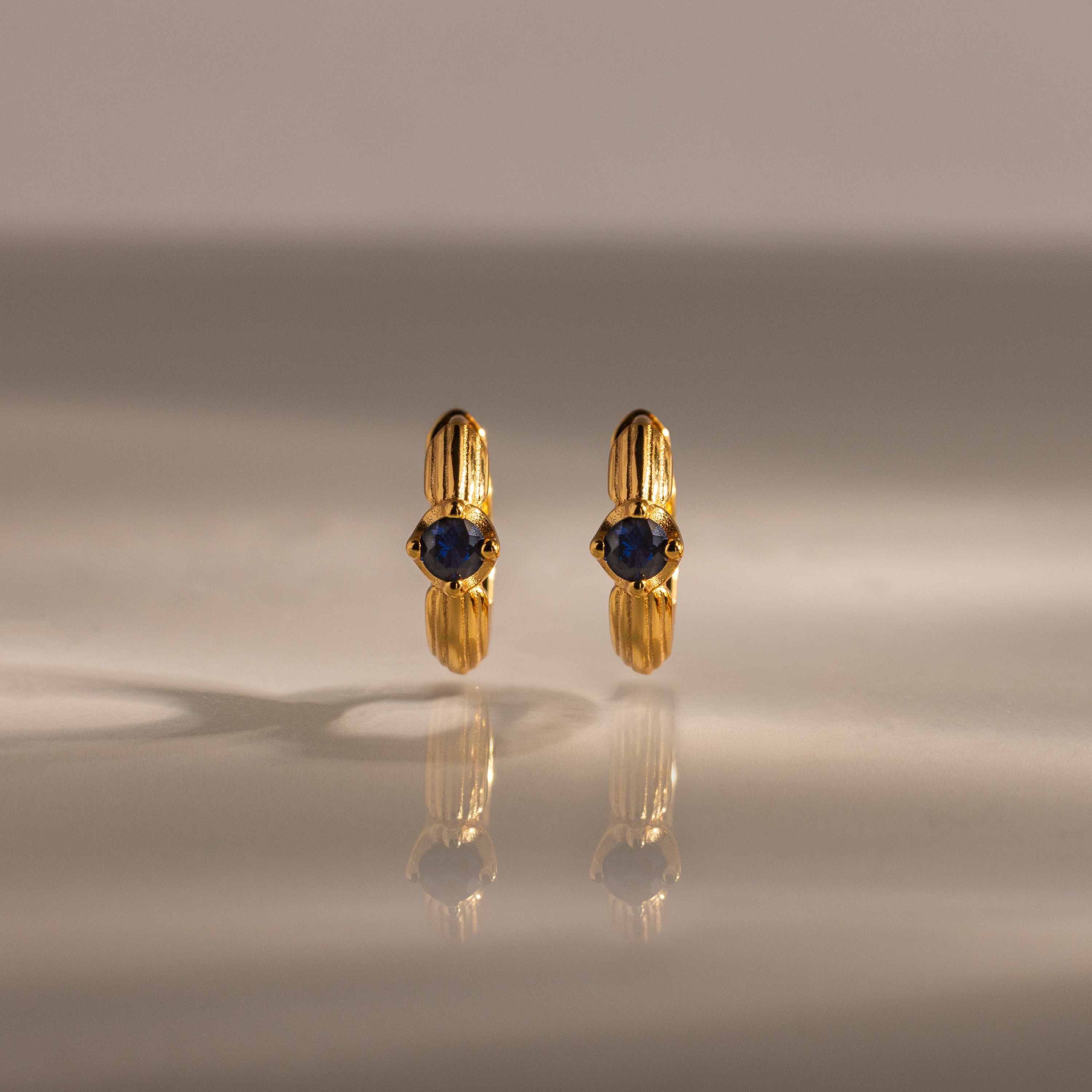 Ribbed Birthstone Huggies