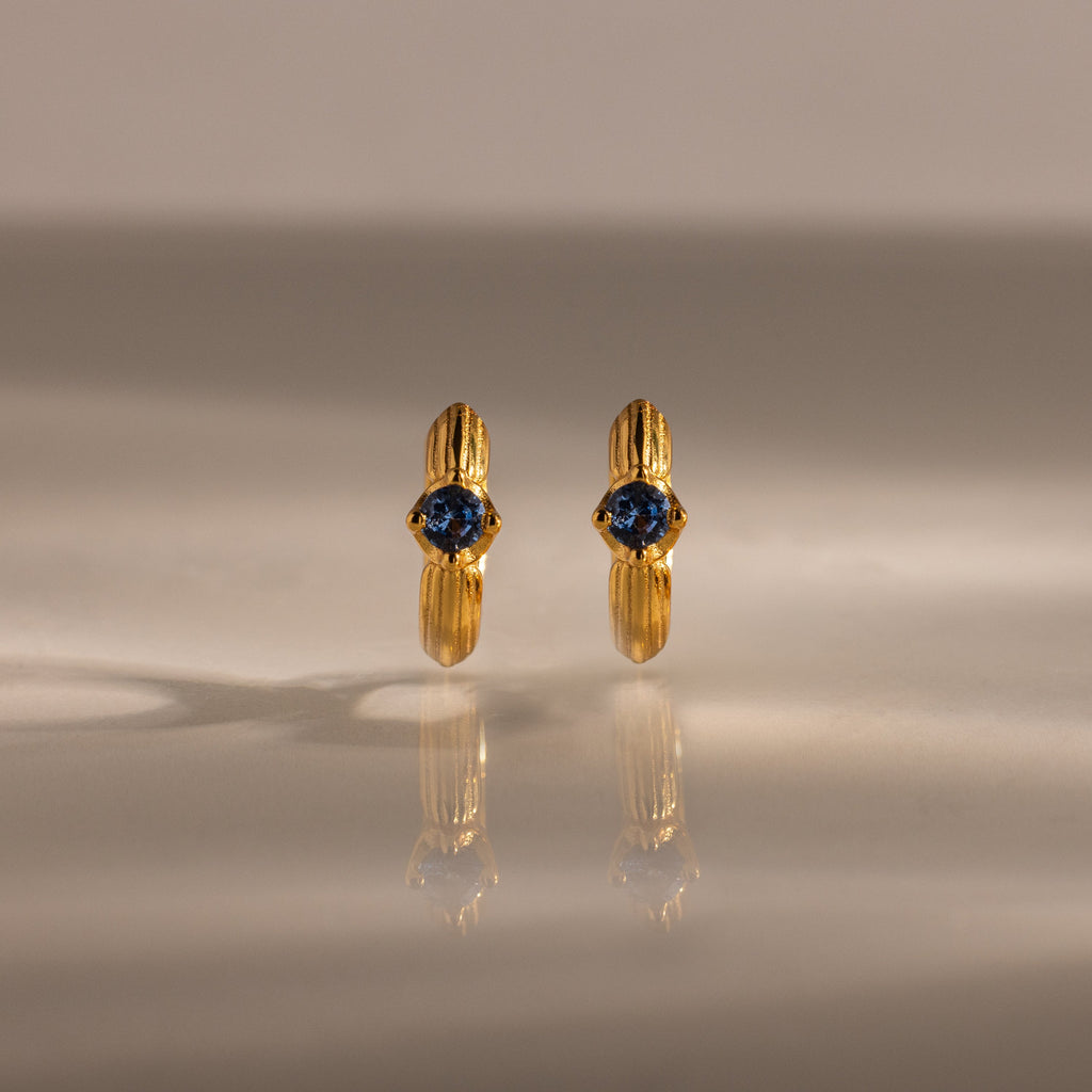 Ribbed Birthstone Huggies