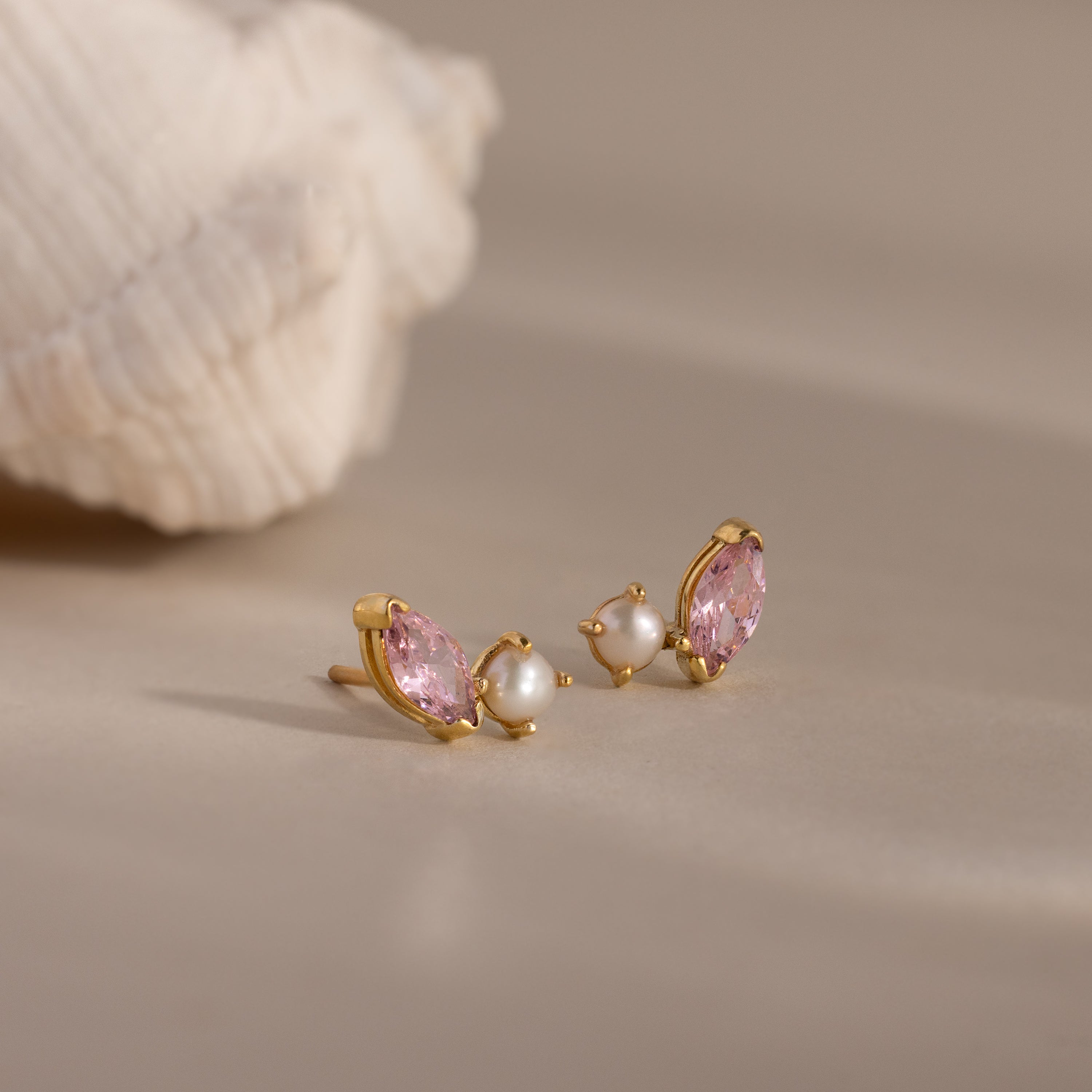 Marquise Birthstone & Pearl Studs