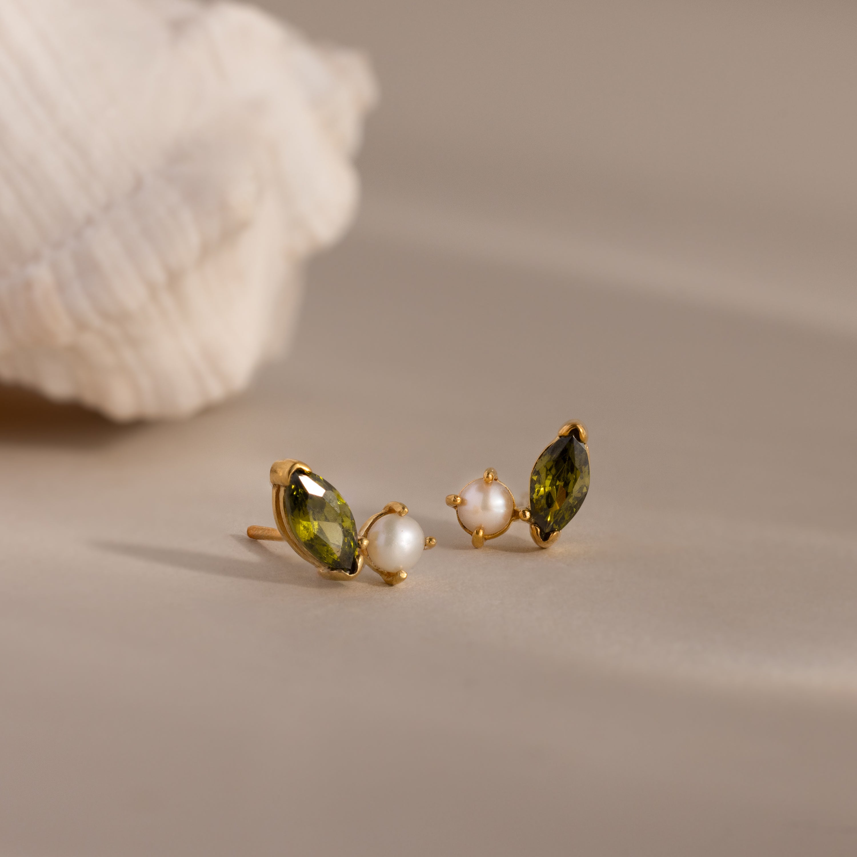 Marquise Birthstone & Pearl Studs