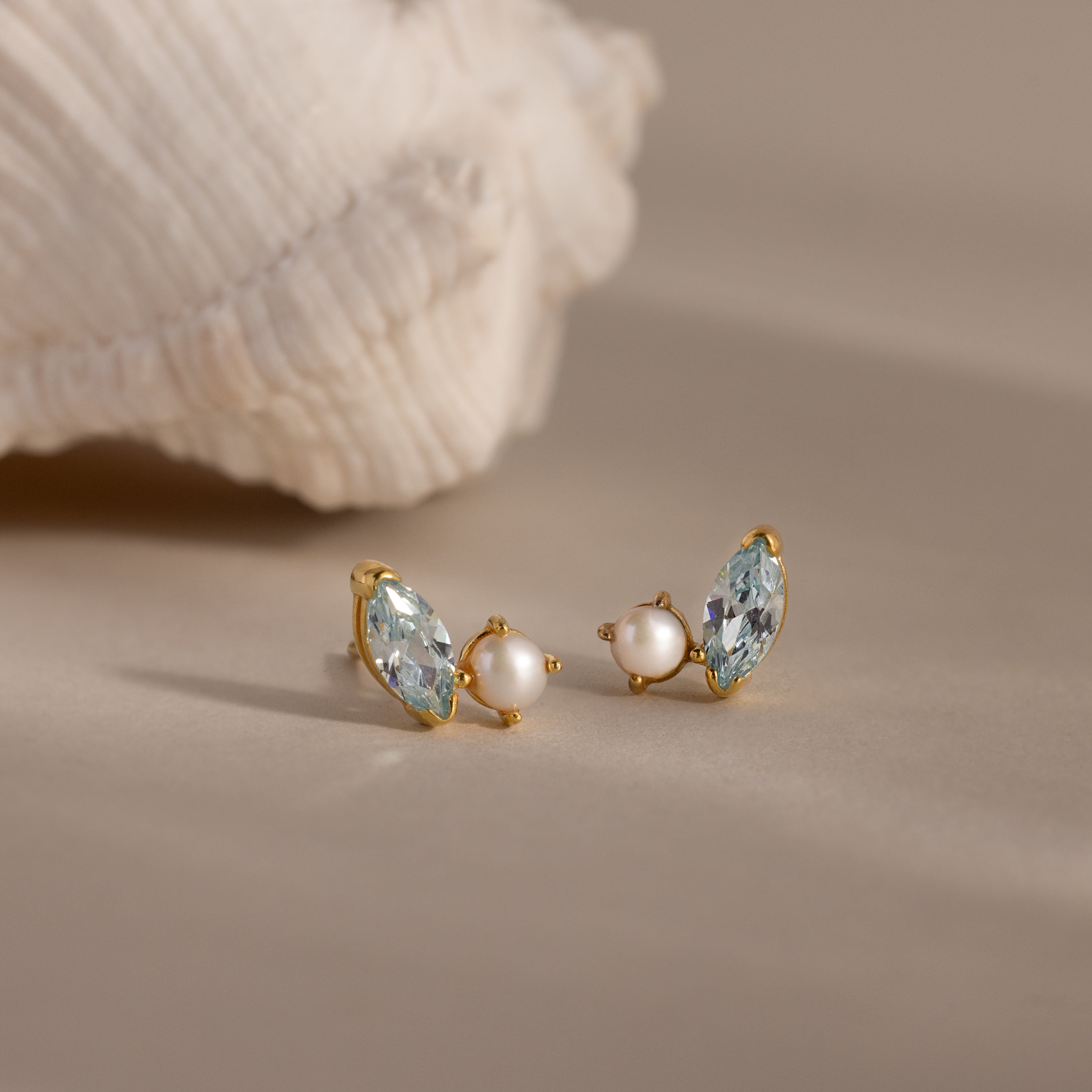 Marquise Birthstone & Pearl Studs