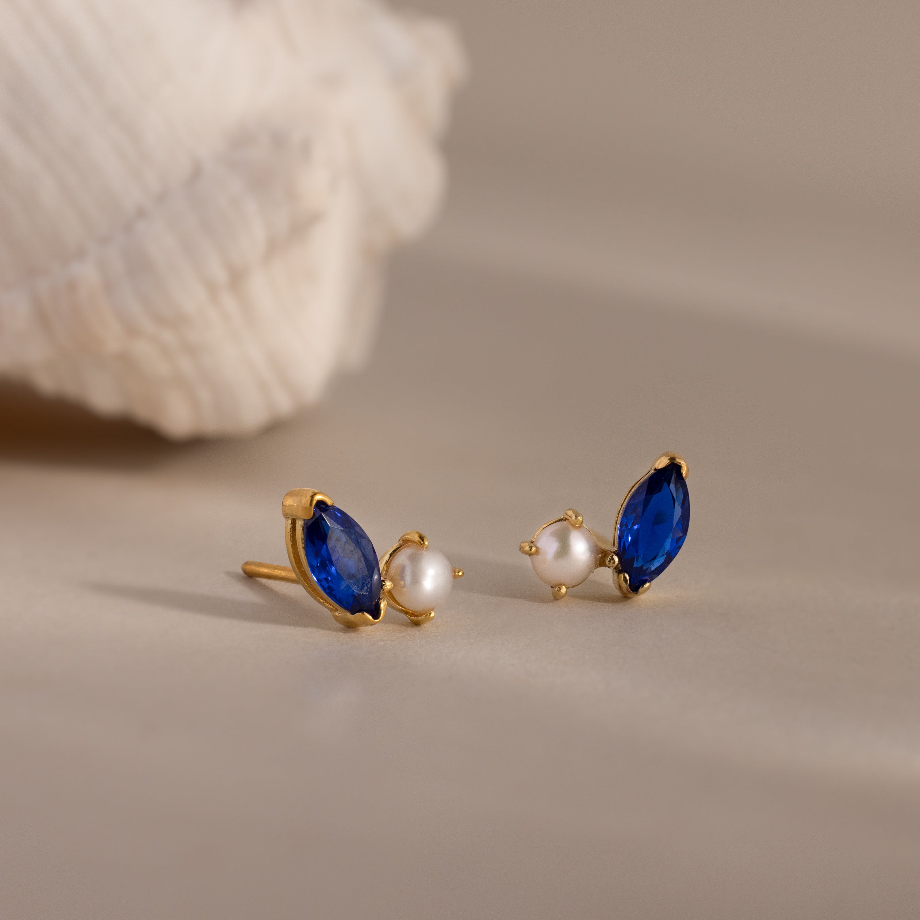 Marquise Birthstone & Pearl Studs