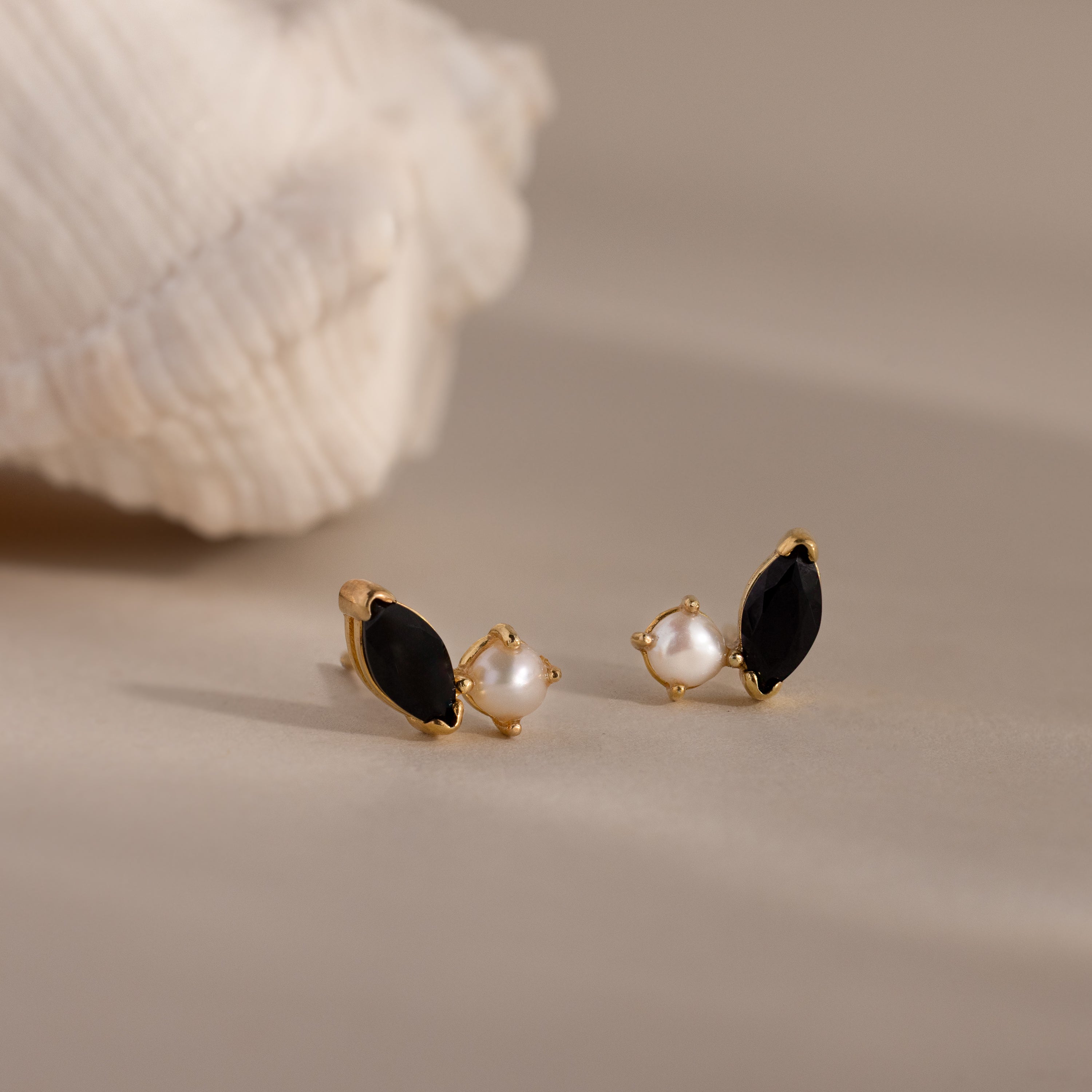 Marquise Birthstone & Pearl Studs