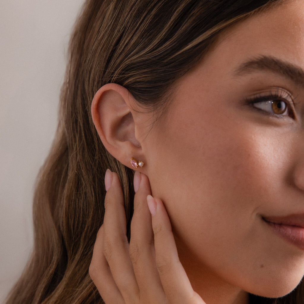 Marquise Birthstone & Pearl Studs